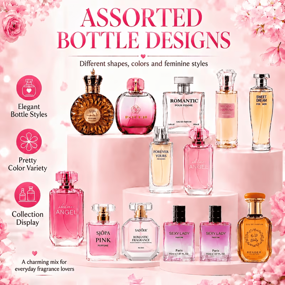 TEMU Ladies' Perfume ( ) 2 Bottles, Floral And Fruity Sweet Scent, Long-lasting And Light Fragrance. Various Light Luxury Glass Bottles, Use, Dates,
