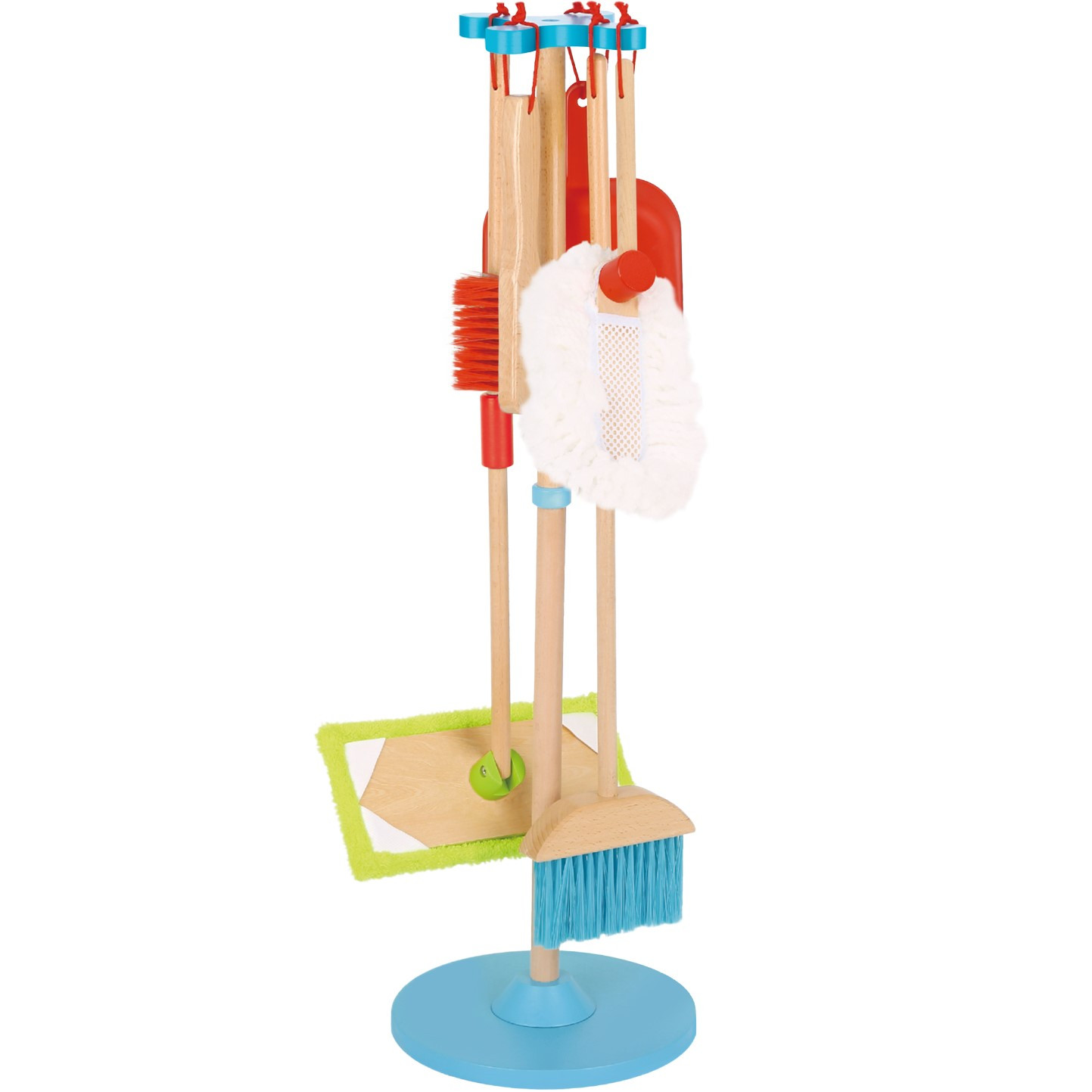 TEMU Toy Cleaning Play Set - 6pcs - Includes Broom, Mop, Duster, Dust Pan, Brush And Stand, Ages 3+