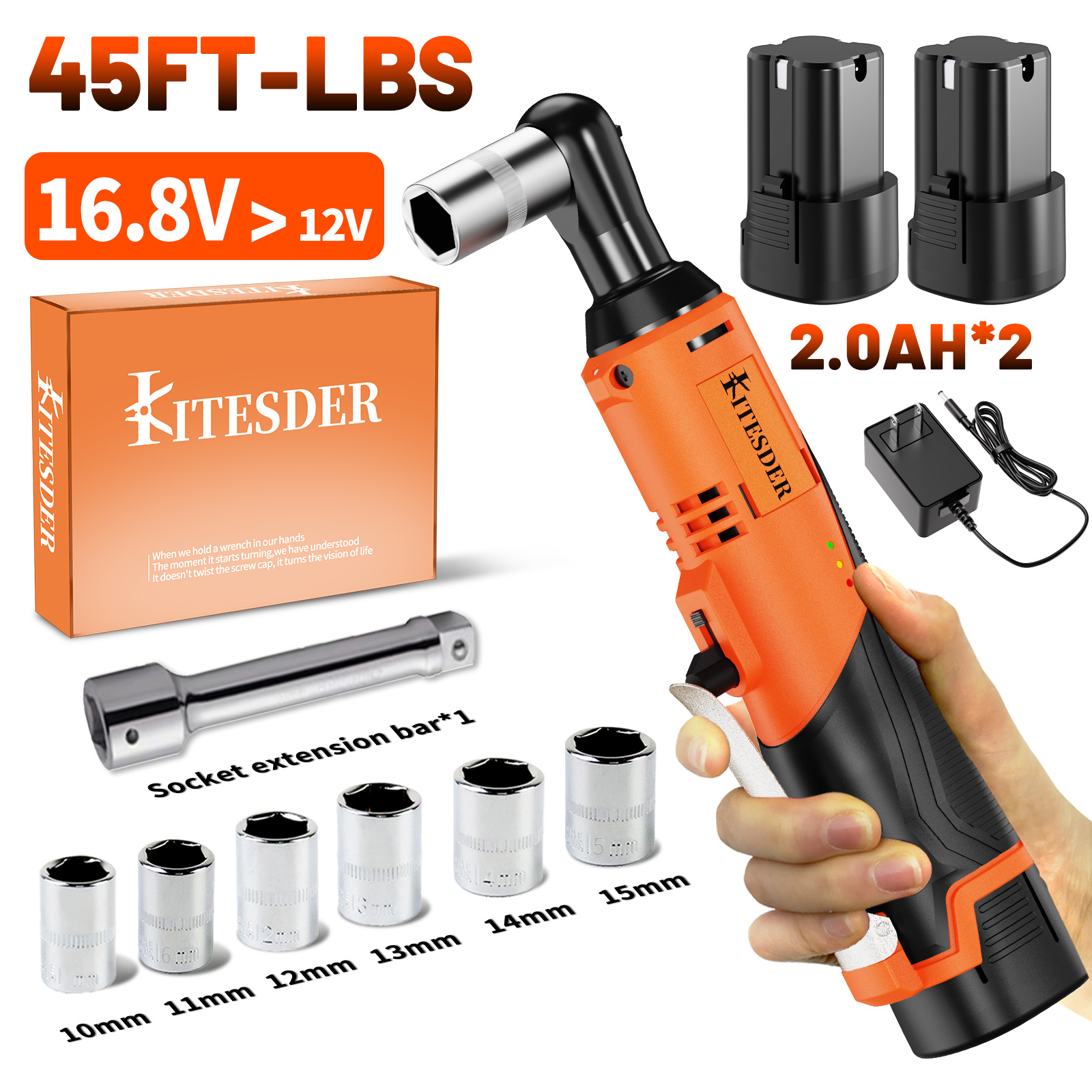 item picture cordless 16 8v electric ratchet wrench kit li ion charger sockets variable speed control automotive machinery repair hand tool   for male workers