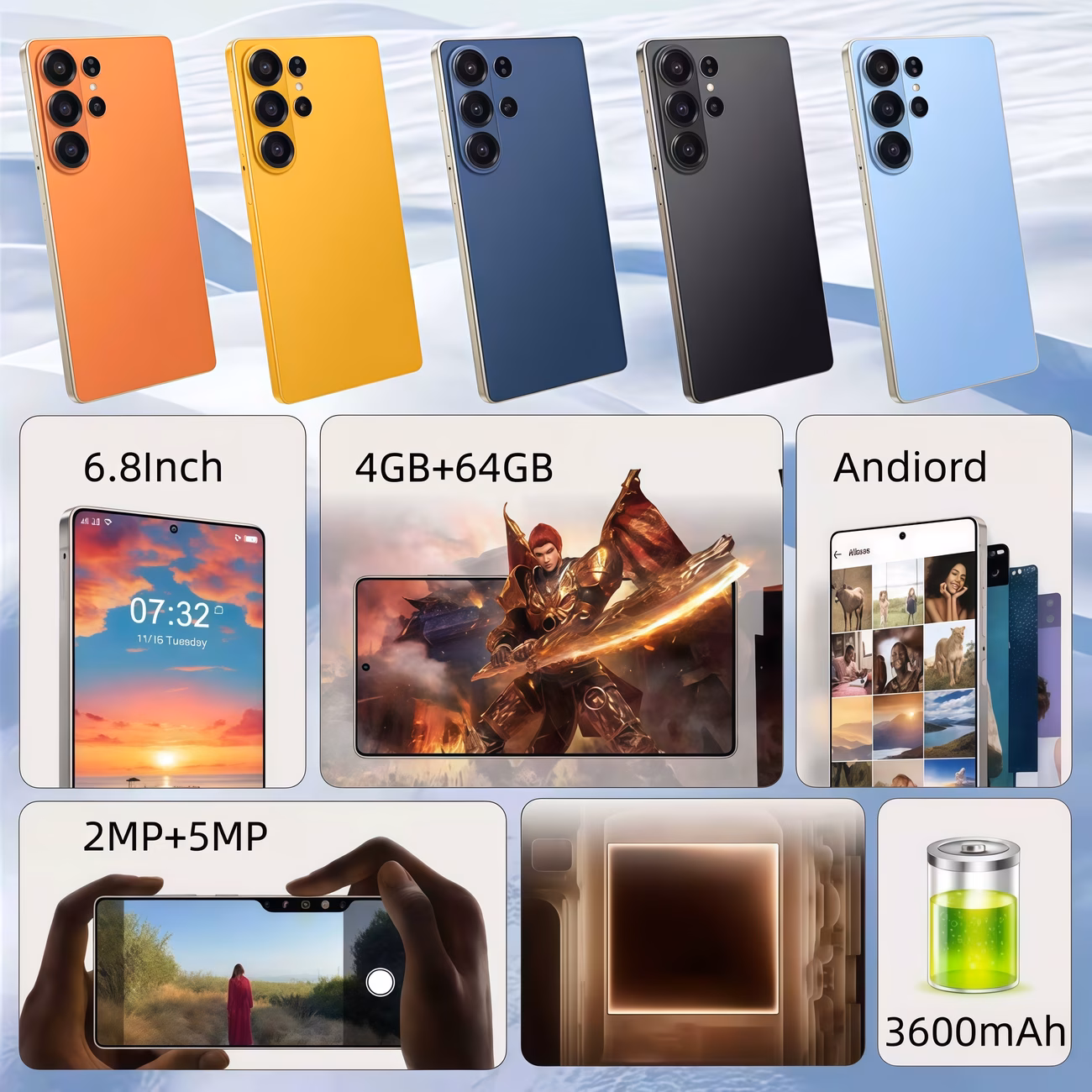 5g unlocked smartphone 26 ultra 6 8 inch ultra 4gb 64gb large storage dual standby 3600mah long lasting battery facial recognition unlock built pen full set of ideal for daily life entertainment and holiday gift Product details 4