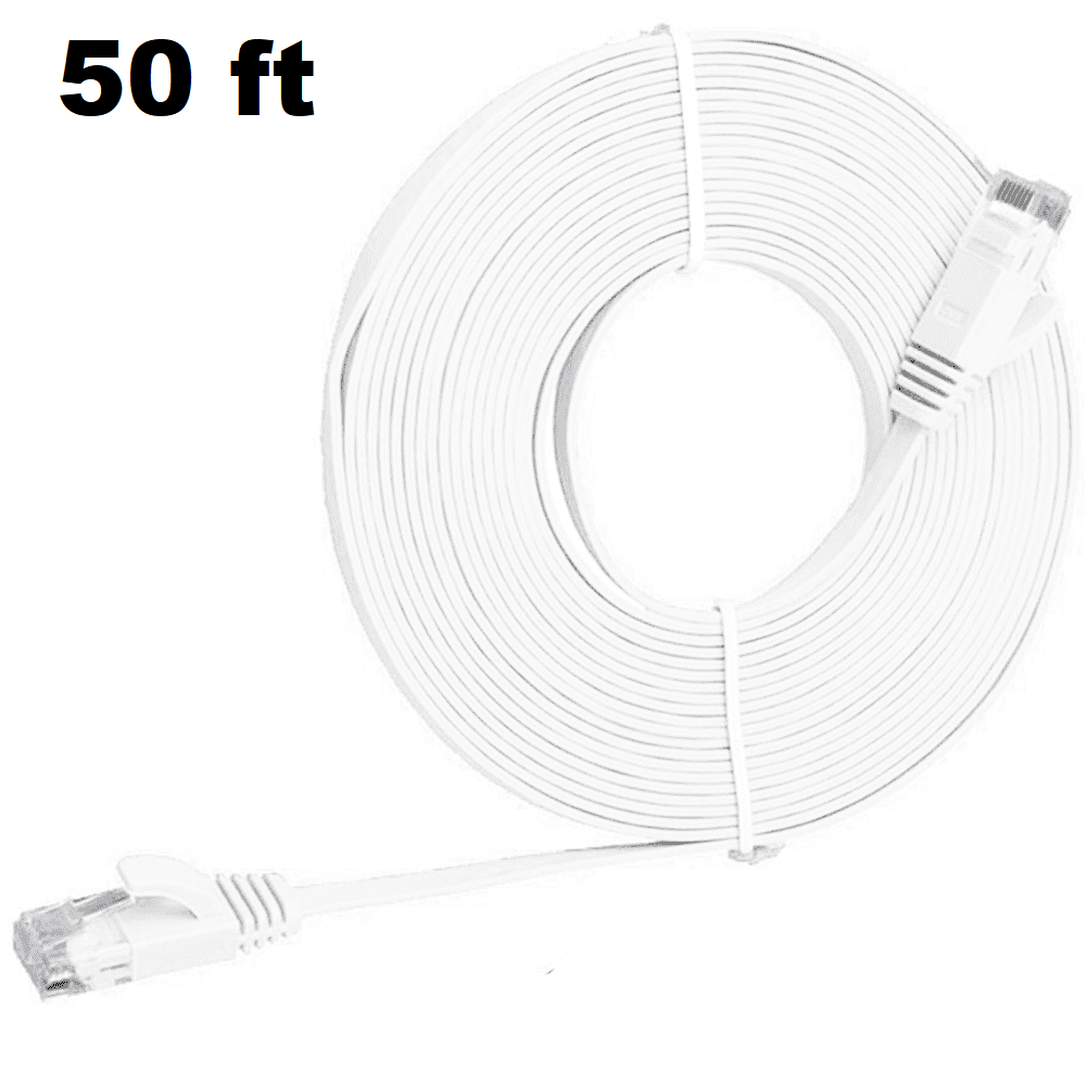 TEMU Câble Ethernet Cat 6 de 50 pi - Longue rallonge mince pour réseau Internet, Blanc