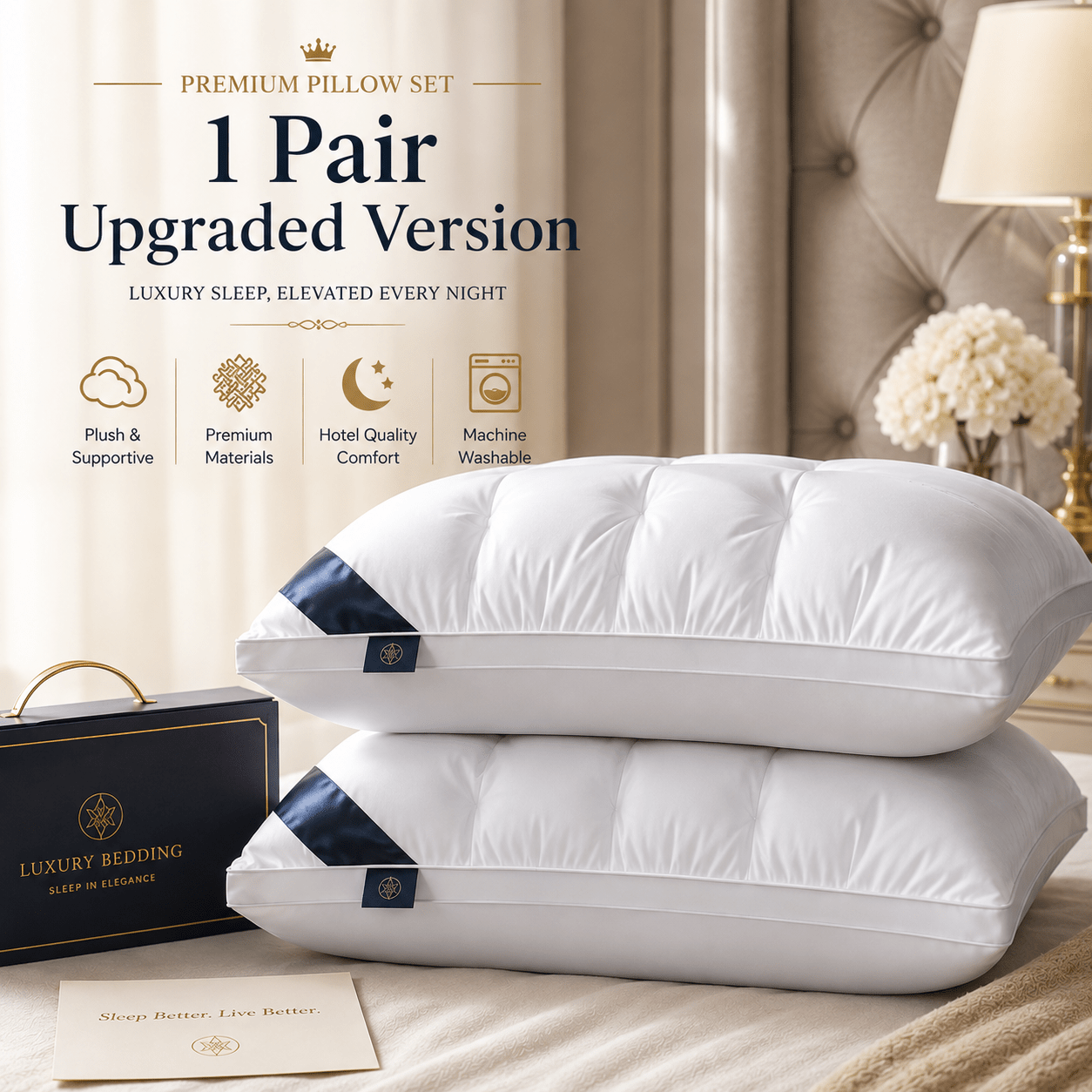 TEMU 2pcs Pillows - Heavyweight Bed Pillows With Slow Rebound & Neck Support | Cooling Pillows For Side, Back And Stomach Sleepers | Non-flattening