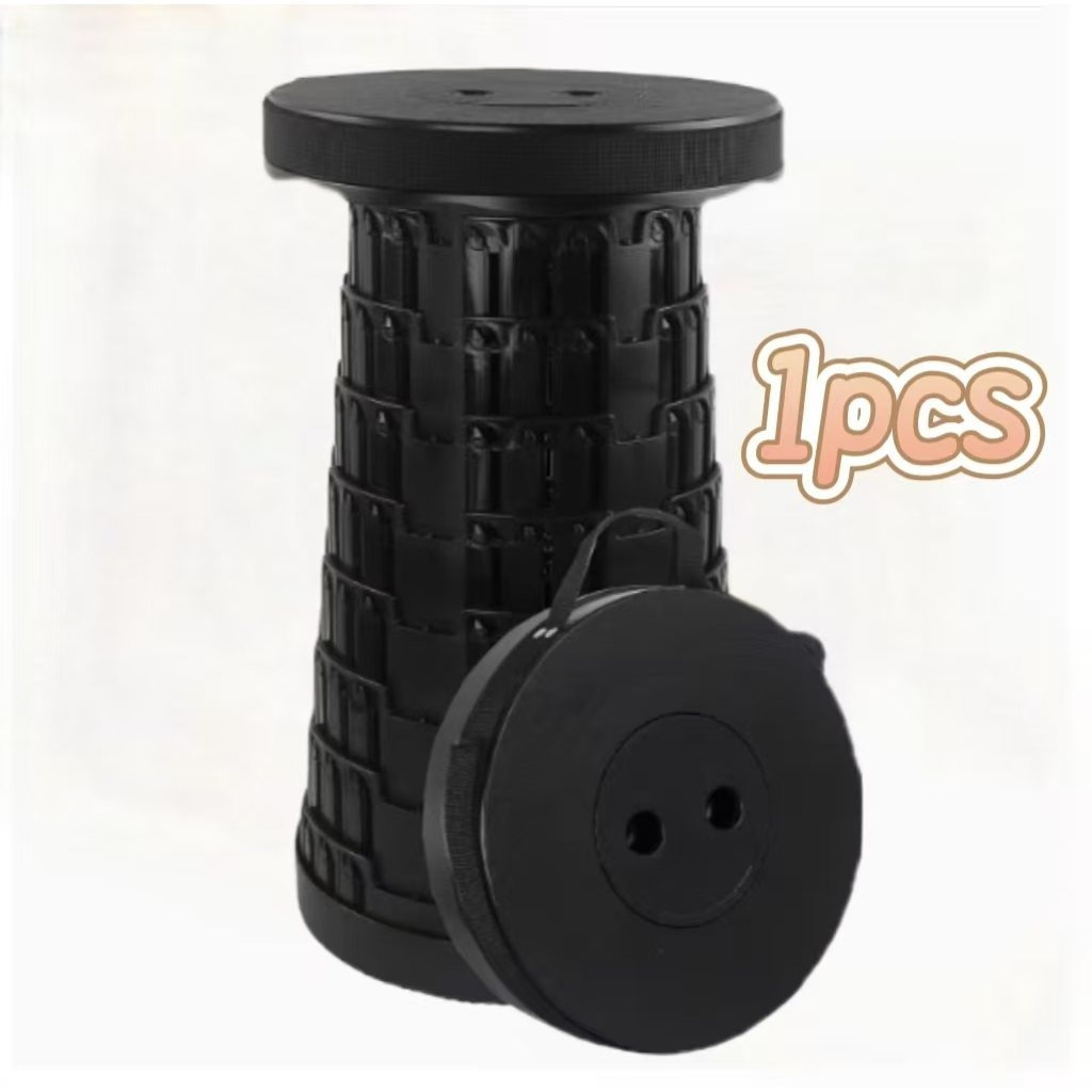 TEMU 1 Pack de Tabouret Pliant Télescopique Amélioré à 3 Boucles, Siège Pliable Rétractable Portable, Chaise Tabouret Pliable Réglable avec Compacte