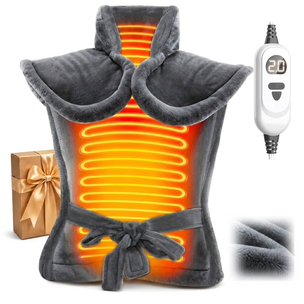 TEMU Heating Pad For Back, Neck And Shoulders, 4 Size And Style Options, 18 X 22 In Graphene Shoulder Wrap With 6 Heat Settings And 4 Timer Options,