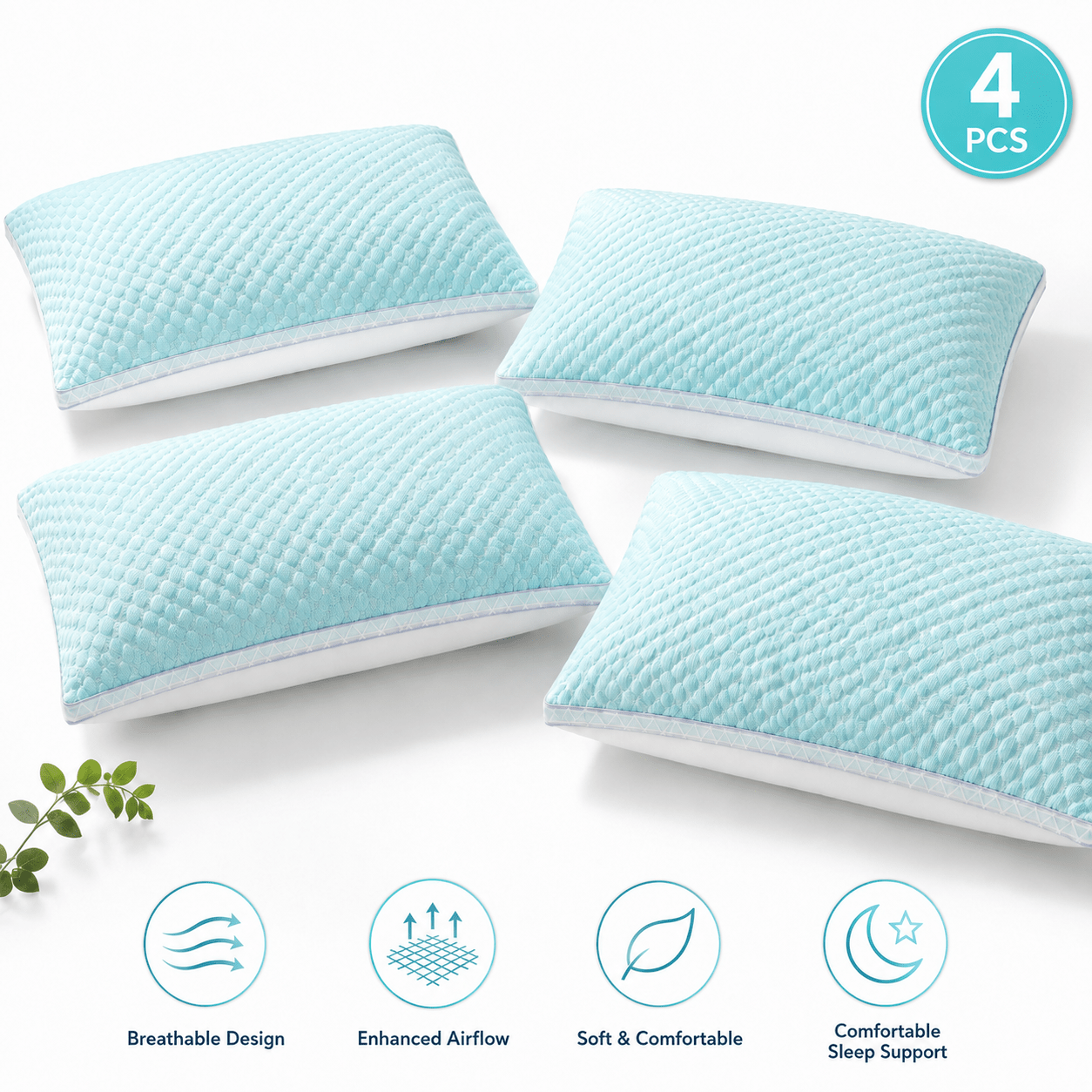 TEMU 1pc Basic Version/upgrade 2pcs/flagship Version 4pcs Breathable Bed Pillows – Relaxing & Neck Support For Home, Bedroom And Hotel – Or Christmas
