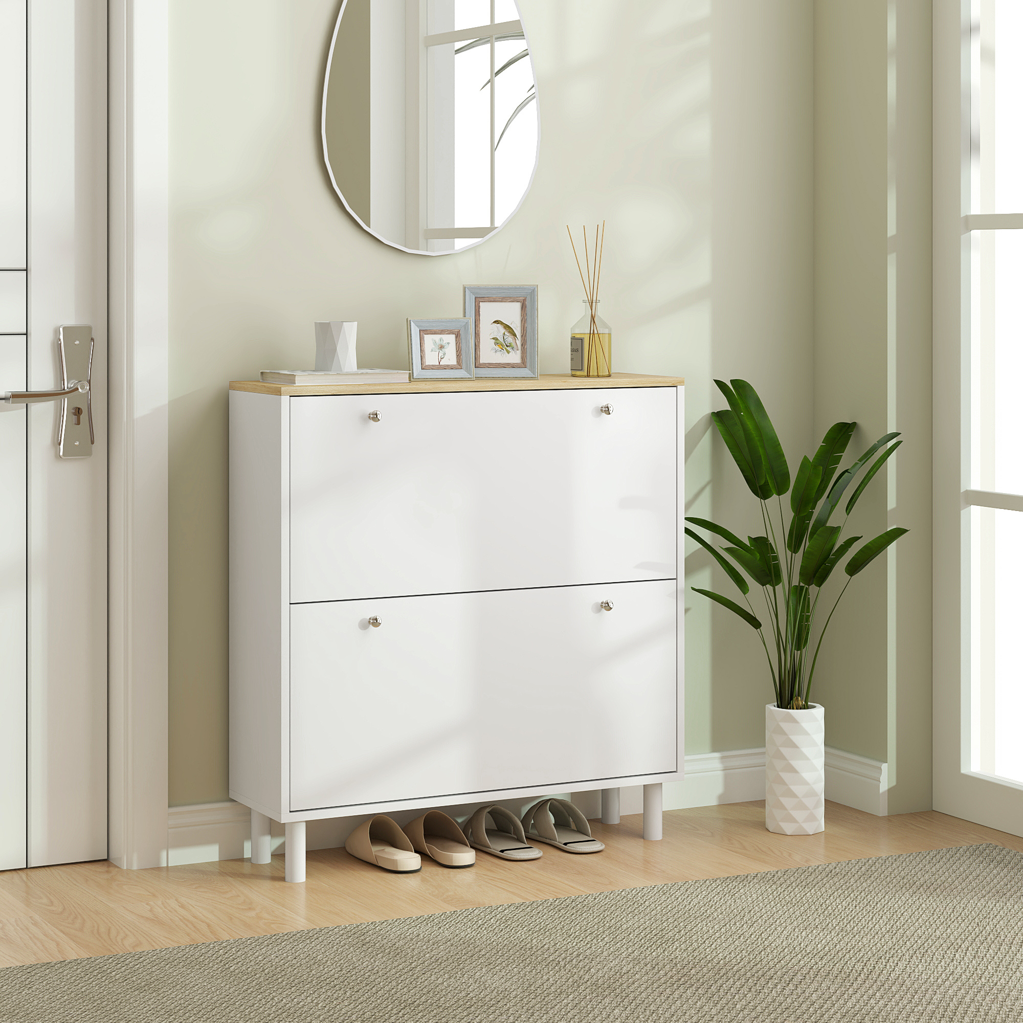 TEMU de Rangement Étroite pour Chaussures avec Étagères Réglables, Blanche, Design Moderne, Stabilité Anti-Basculement, Solution de Rangement
