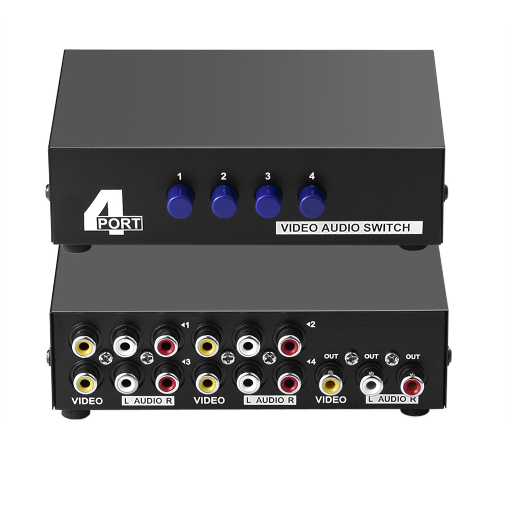 TEMU Boîtier de commutation AV Sélecteur composite 4 ports RCA Audio Vidéo 4 entrées 1 sortie vers TV