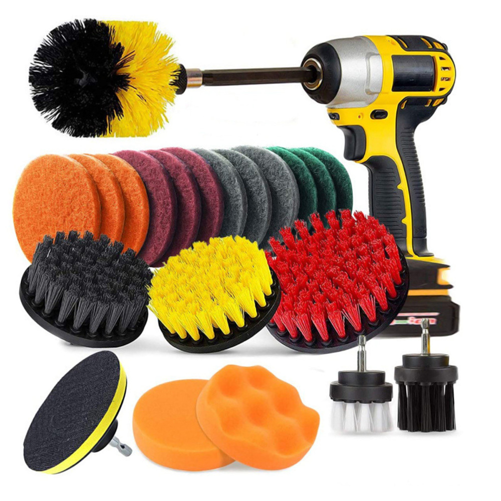 TEMU Ensemble de 22 pièces de brosse de pour nettoyage de cuisine et de voiture avec perceuse électrique