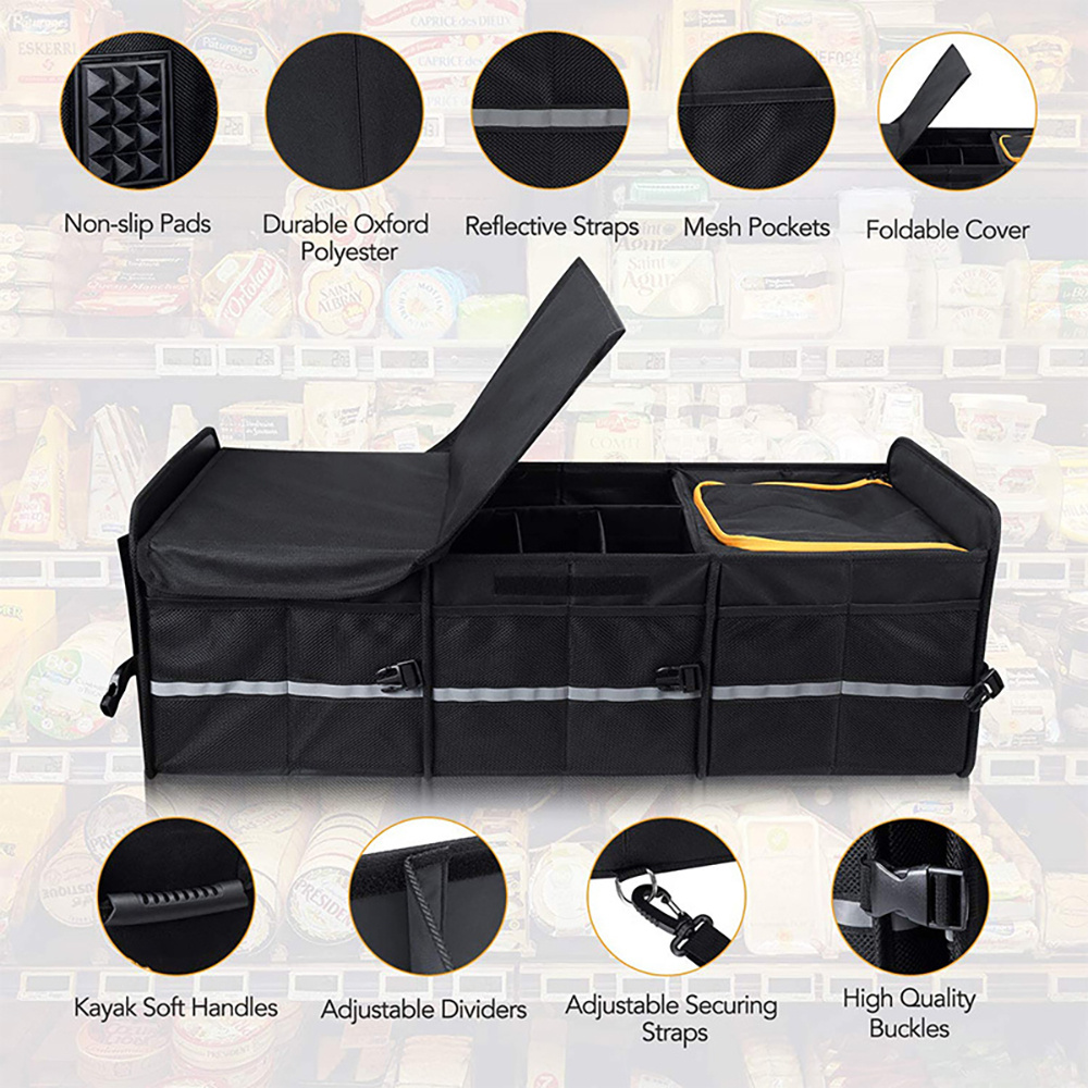 car trunk storage box cargo organizer collapsible size adjustable w lid for car suv