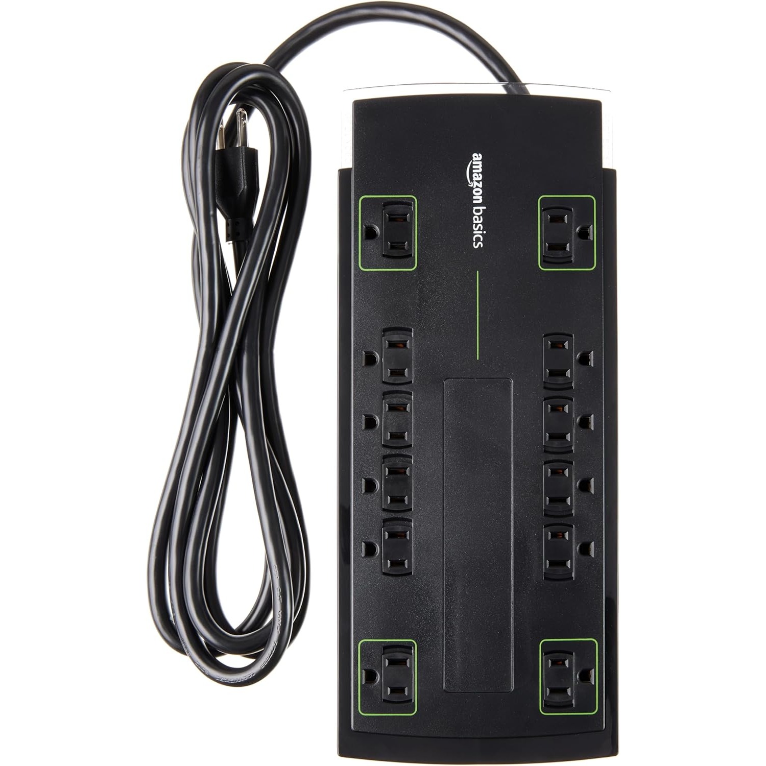 TEMU Rectangle 12-Outlet Power Strip Surge Protector, 4,320 , 8-Foot Cord, Black