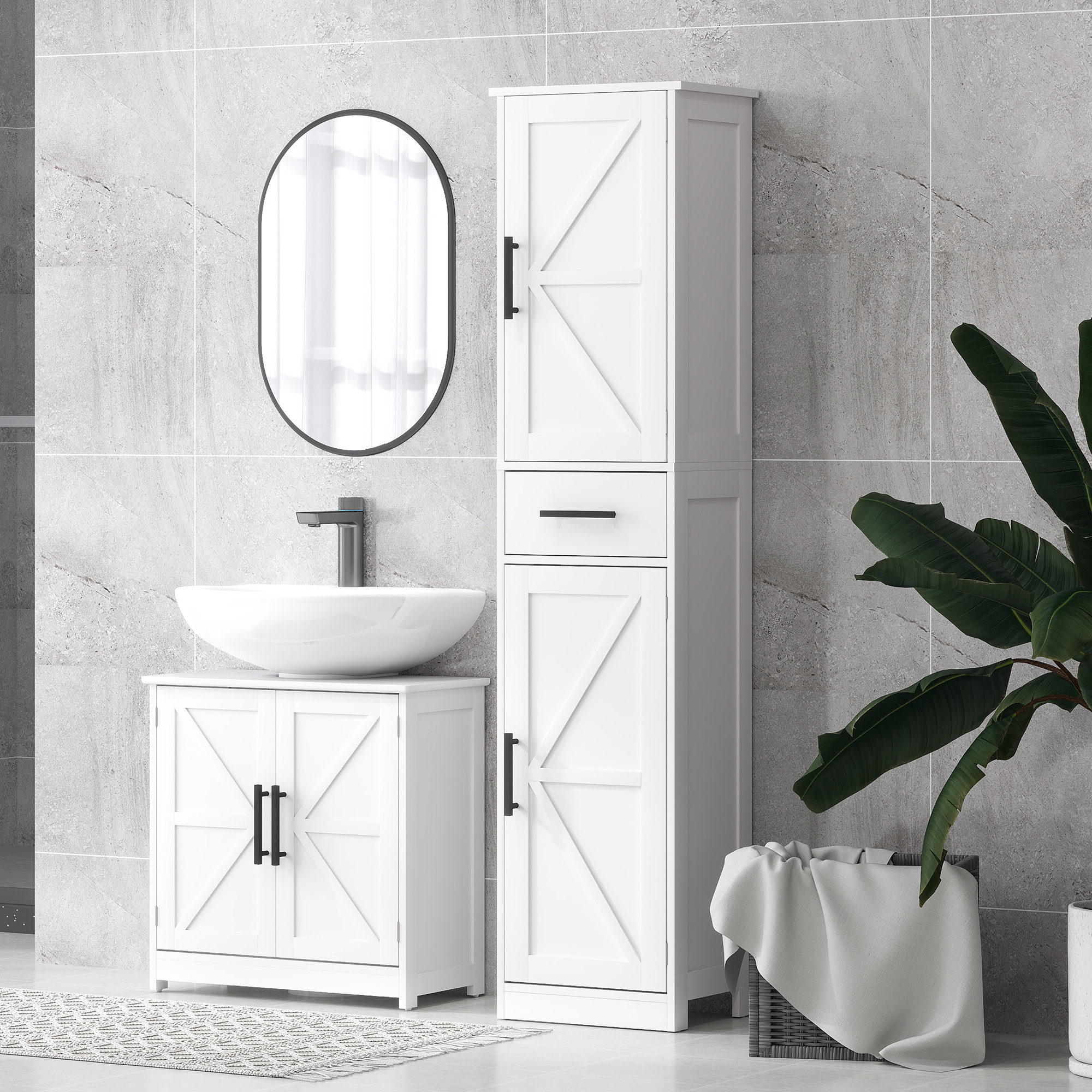 TEMU de Rangement de Salle de Bain Étroite de 67" de Hauteur, Blanche