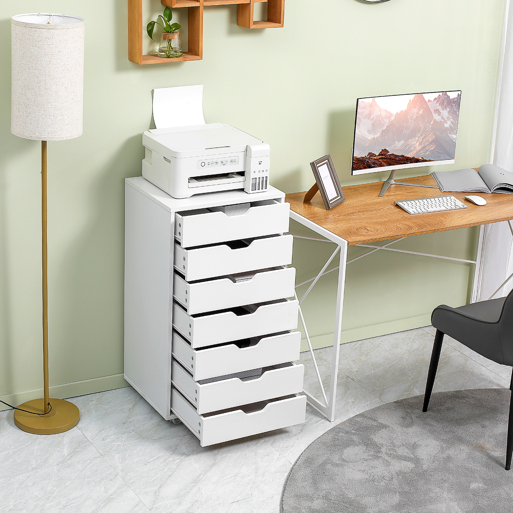 TEMU Mobile Filing Cabinet With Drawers File Cabinet With Wheels White