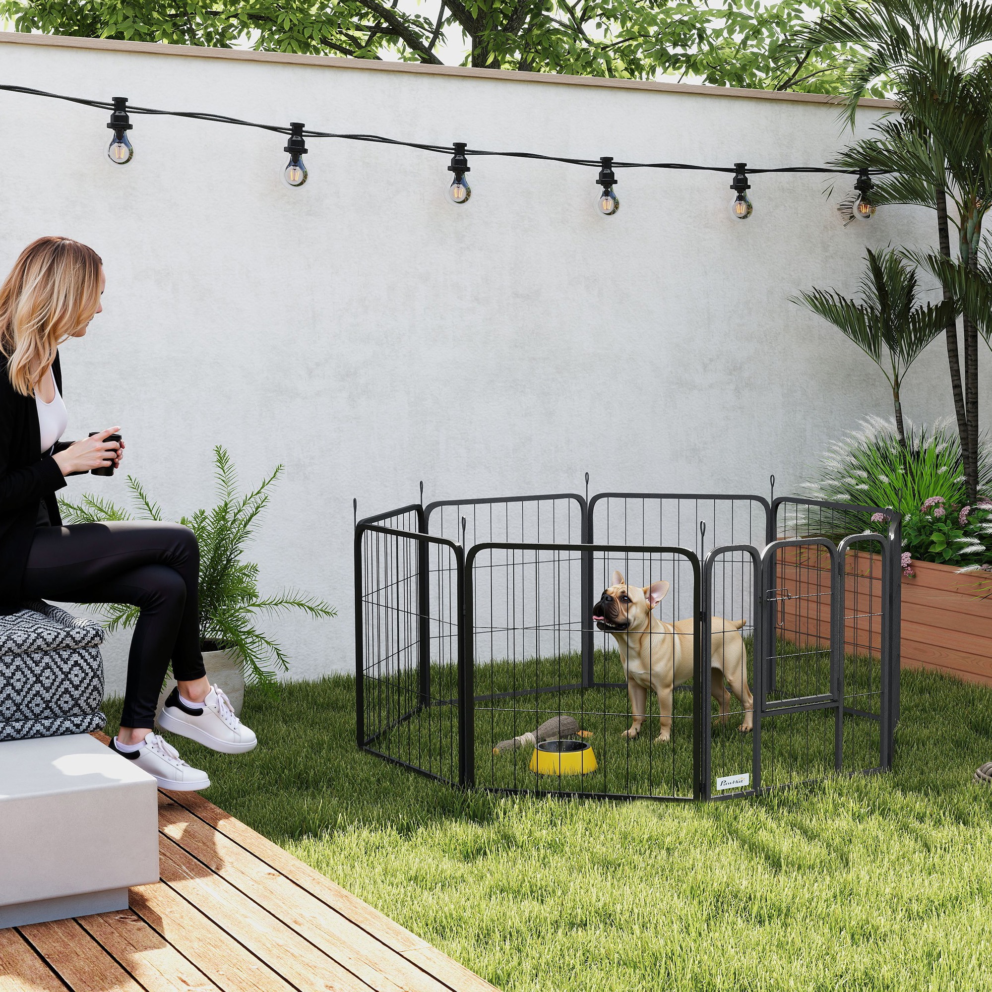TEMU Parc pour chien robuste de 24", parc pour animaux de compagnie portable et pliable à 8 panneaux