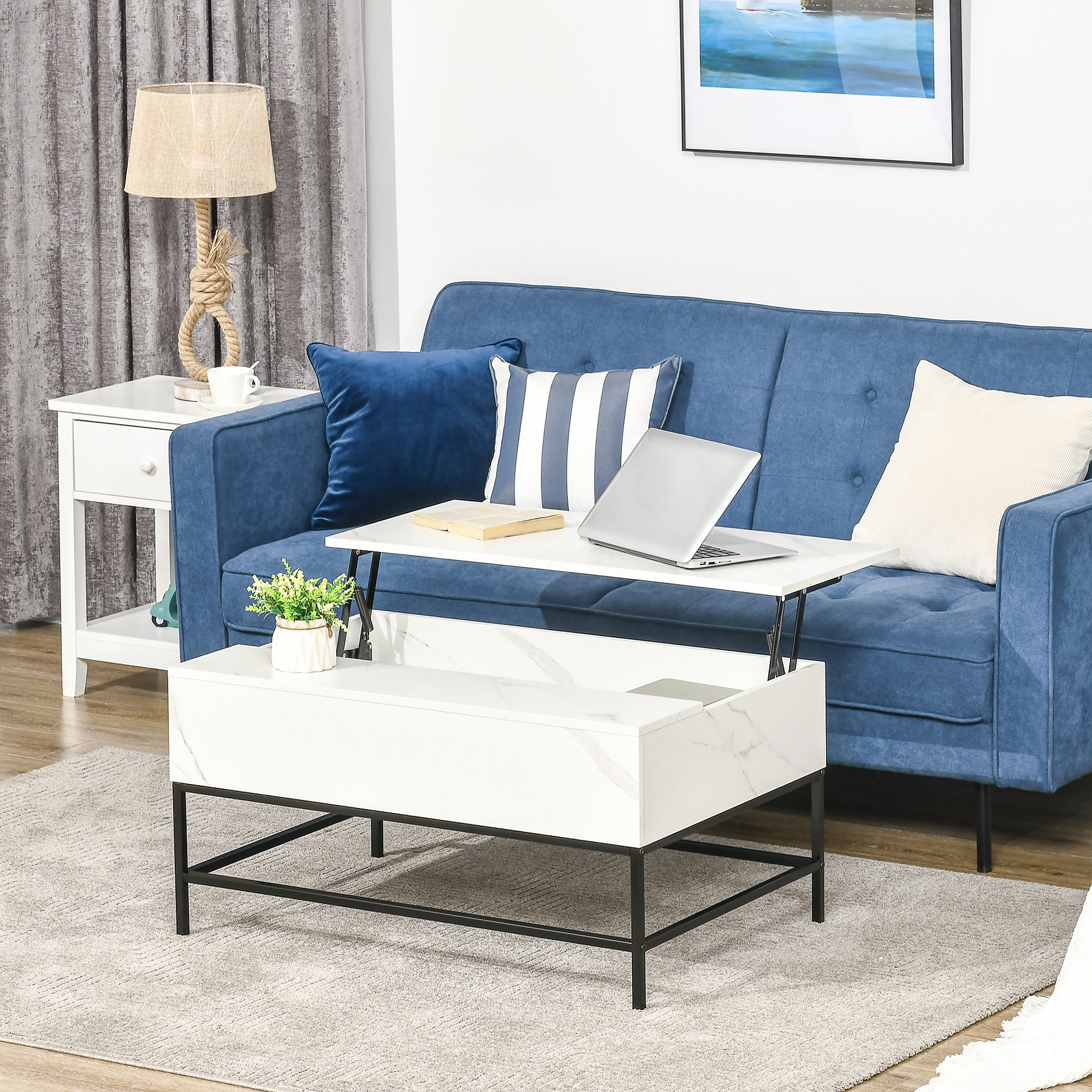 TEMU Table basse à plateau souple avec compartiment de rangement , 1 pièce
