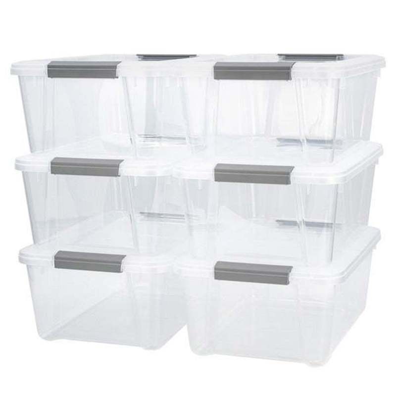   12 2l clear storage containers pack of 6 durable stackable organizers for home kitchen and office Product details 0