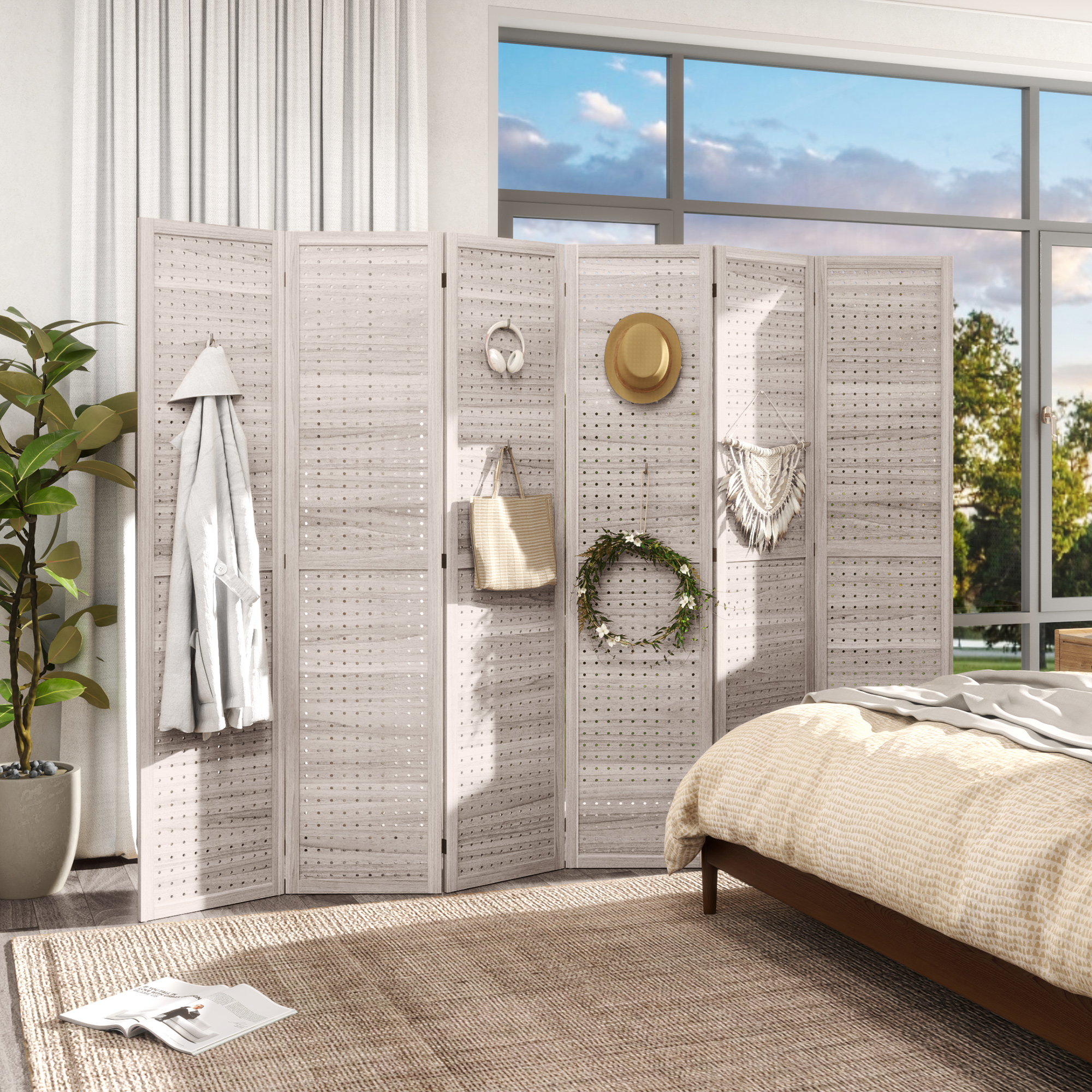 TEMU 6 panneaux pliables, écran de confidentialité, décoration intérieure, décoration de chambre