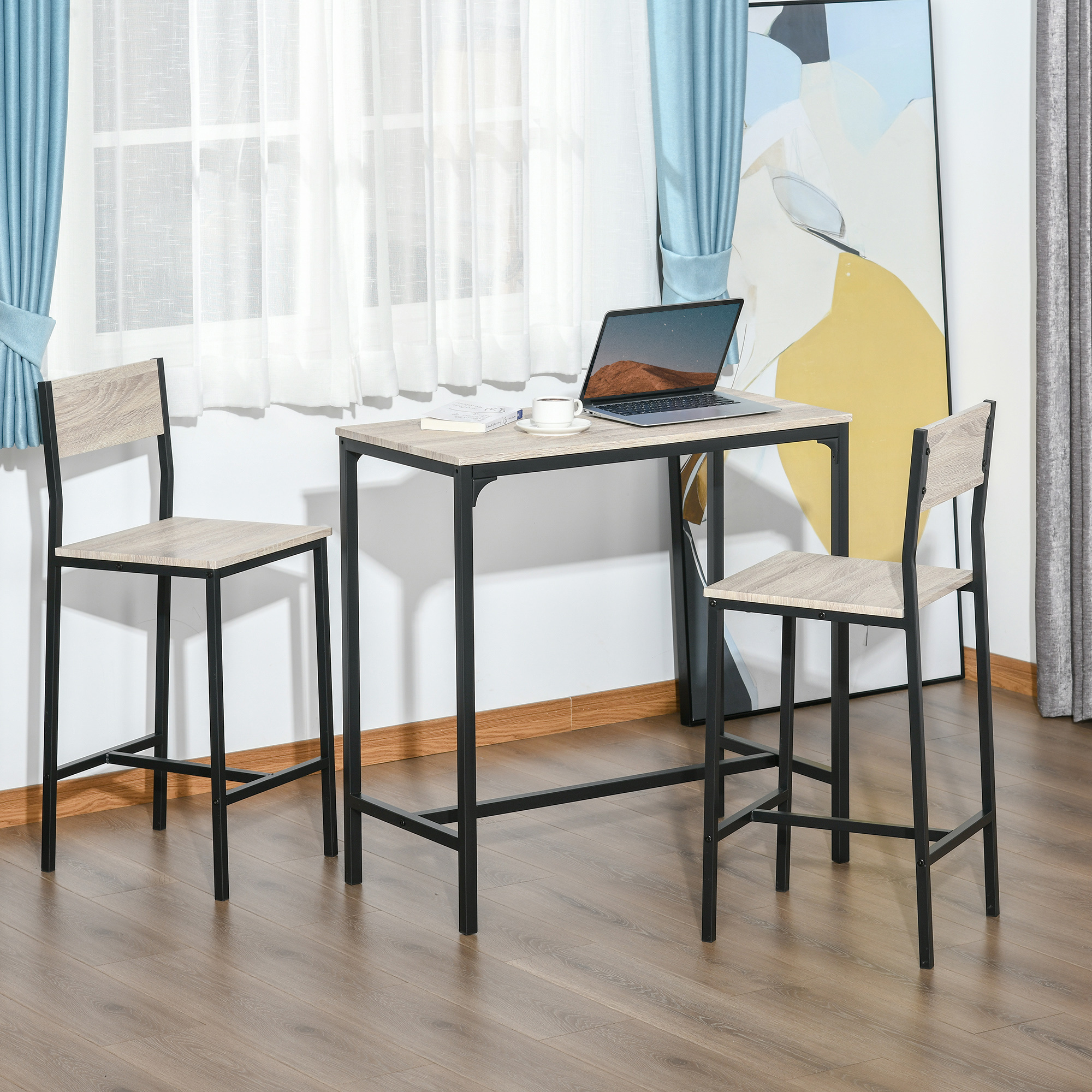 TEMU Table haute de comptoir et ensemble de 2 tabourets pour un espace restreint