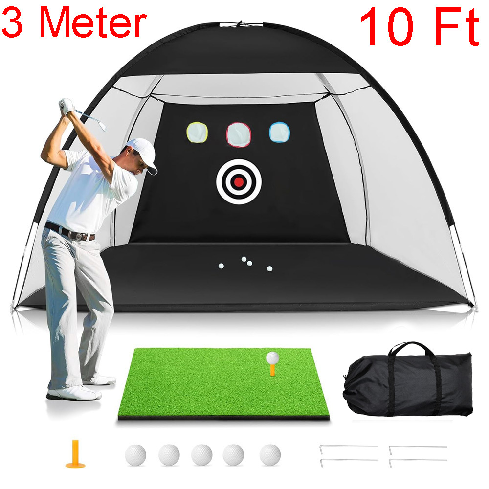 TEMU Ensemble de pratique de golf avec filet de , pelouse de golf, tee pour intérieur, arrière-cour portable 10Ft