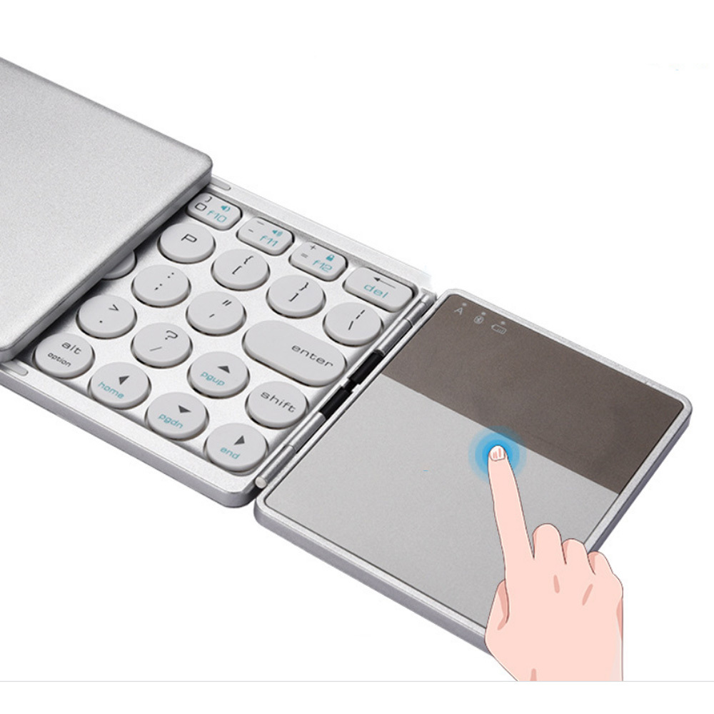 Clavier sans fil avec touchpad, 3 plis, portable, rechargeable, Bluetooth