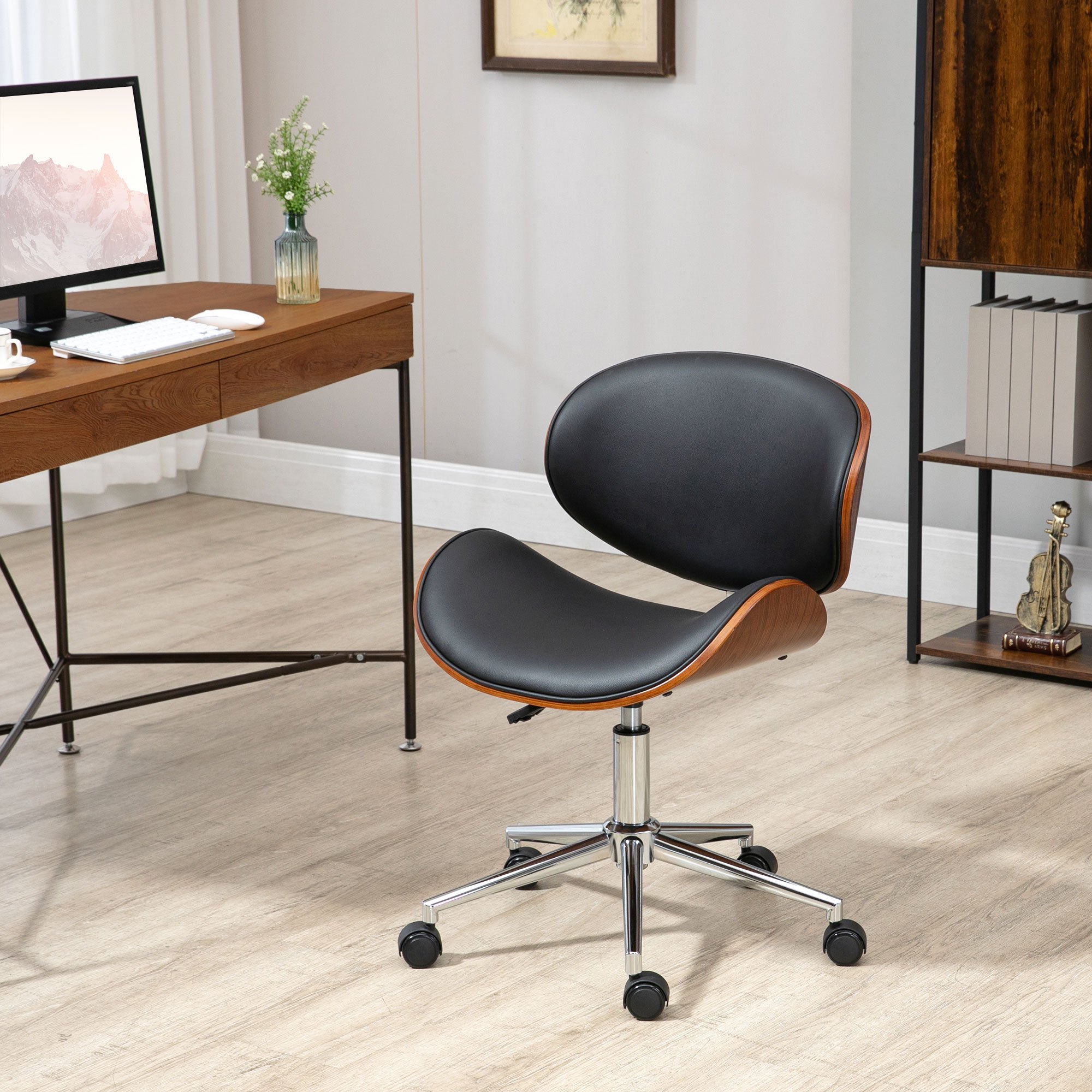 TEMU Fauteuil de Bureau à Dos Bas avec Siège Courbé pour Maison