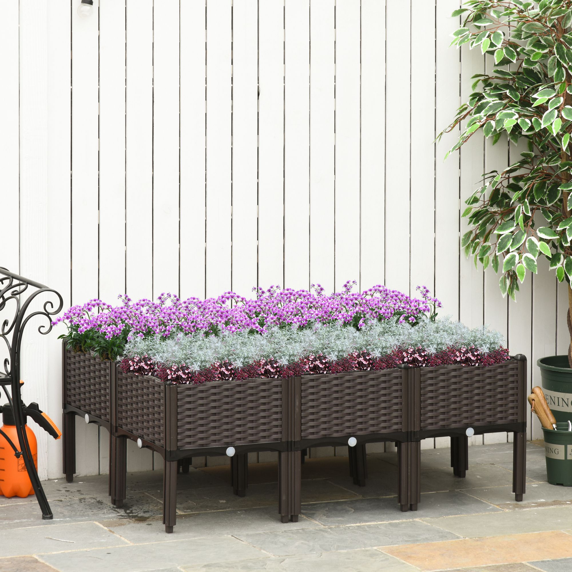 TEMU Jardinage surélevé 6 pièces - Plateau de Fleurs en PP, Support de Plantes Empilable pour Légumes et Herbes