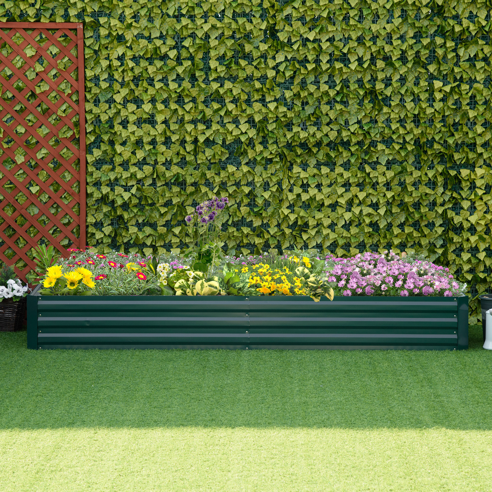 TEMU Lit de Jardin Surélevé Galvanisé 8 x 3 x 1ft, Boîte de Plantation Métallique Élevée, Facile à Installer et à Nettoyer pour la de Fleurs, Herbes,
