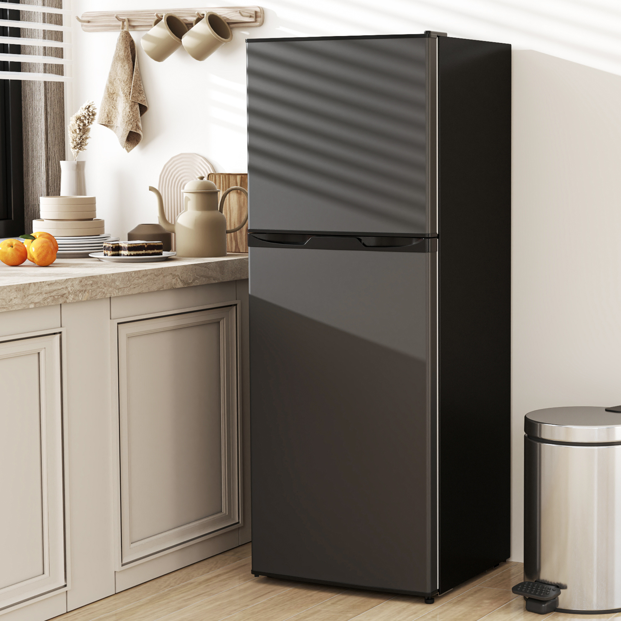 mini fridge with freezer 4 6 cu ft 2 door small refrigerator black