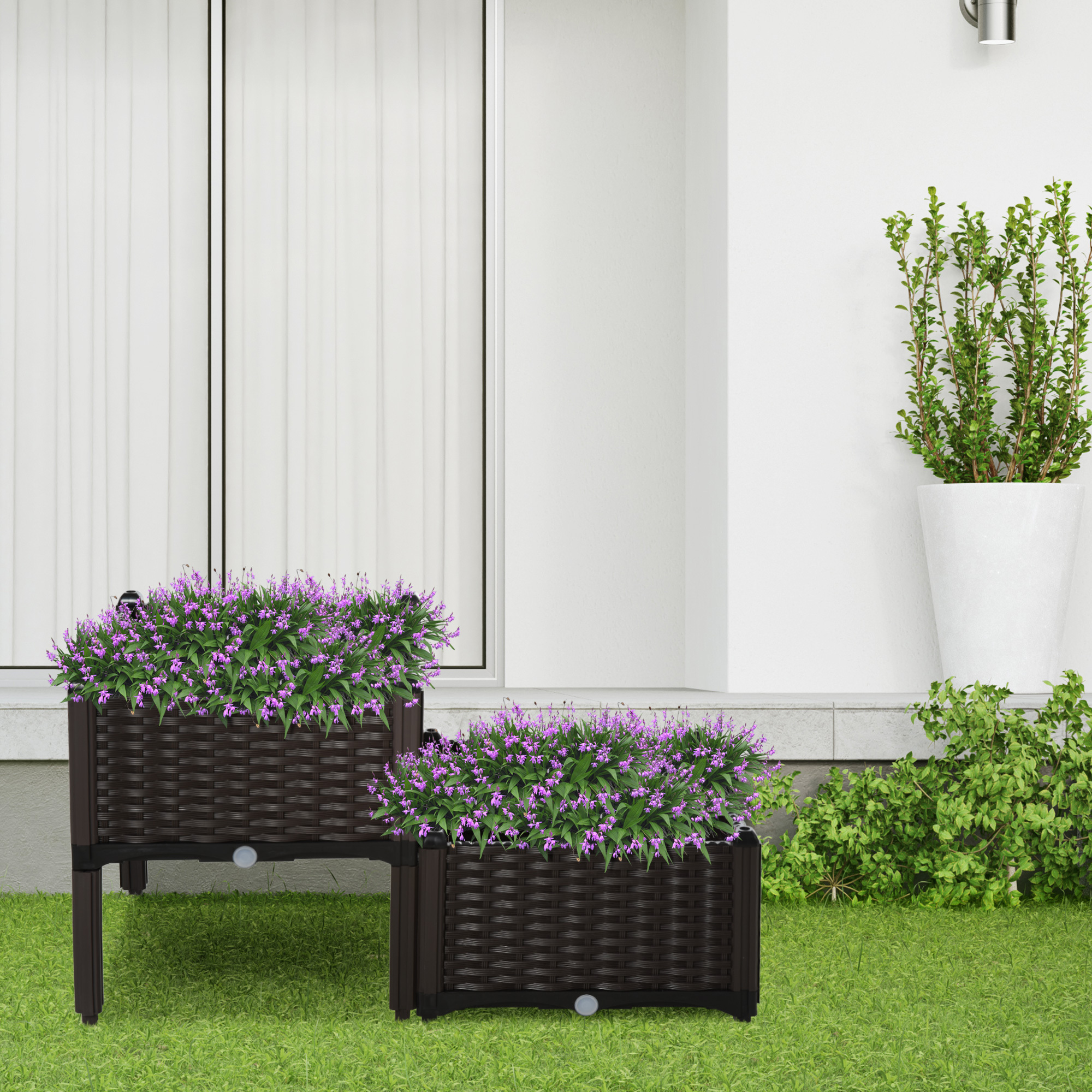 TEMU 2 Pièces Lit de Jardin Surélevé en PP, de Fleurs Surélevé, Boîte de de Légumes et , Support Marron