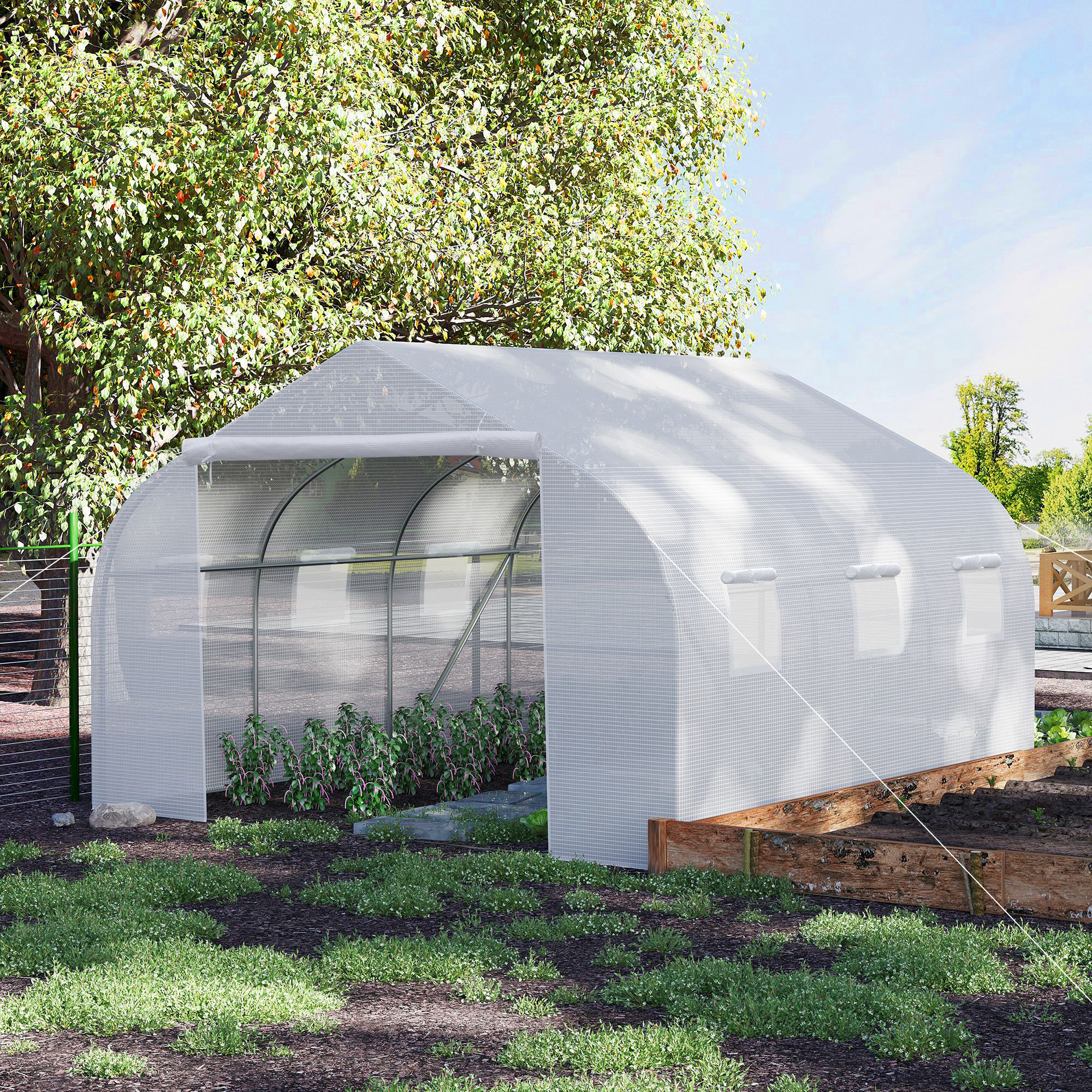 TEMU Serre Portable Tunnel de ' x 10' x 6.6', Maison Chaude pour la Croissance de Plantes de Jardin, Tente de Croissance de Fleurs et Légumes en
