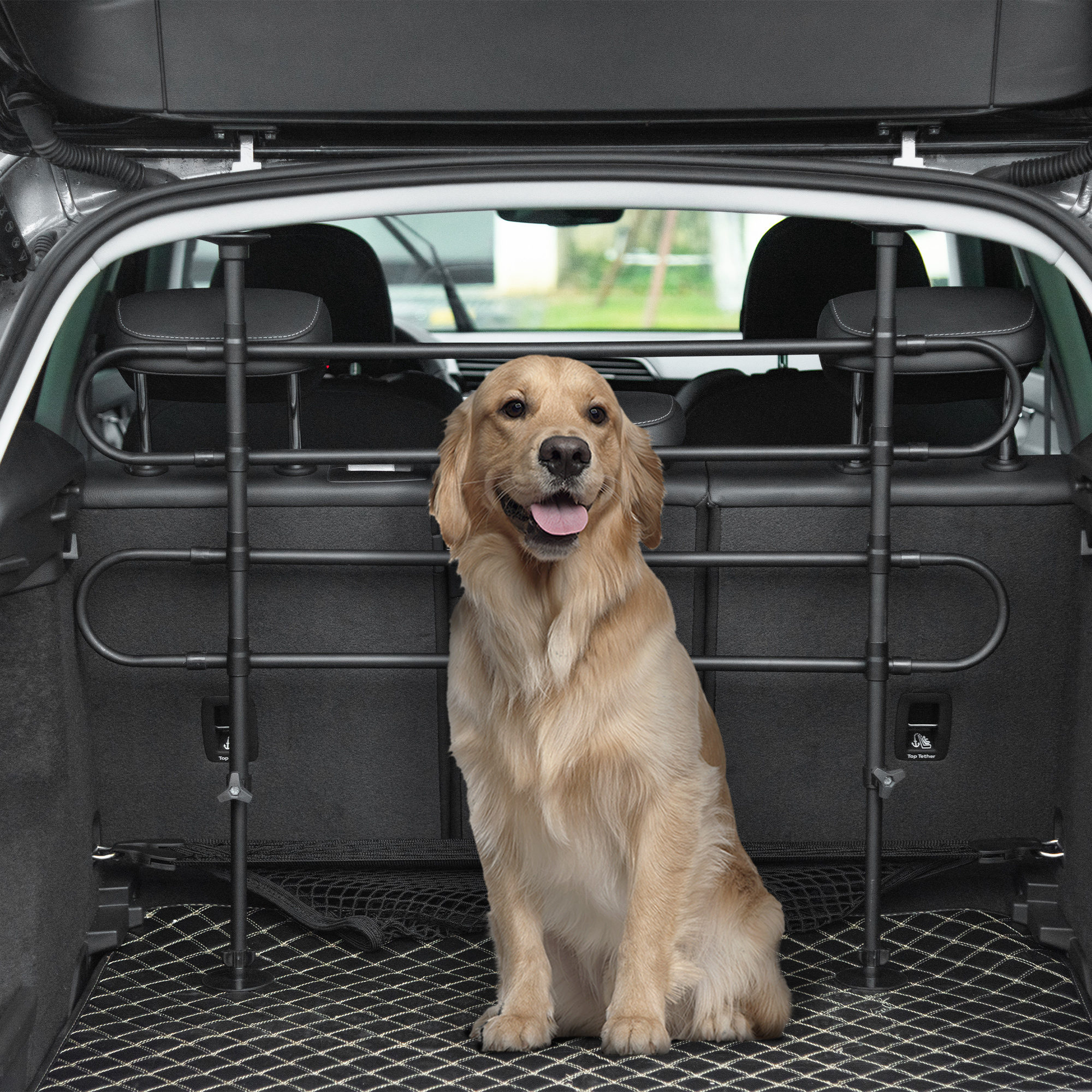 TEMU Barrière de sécurité pour chien dans la voiture, barrière de protection réglable pour SUV, noire