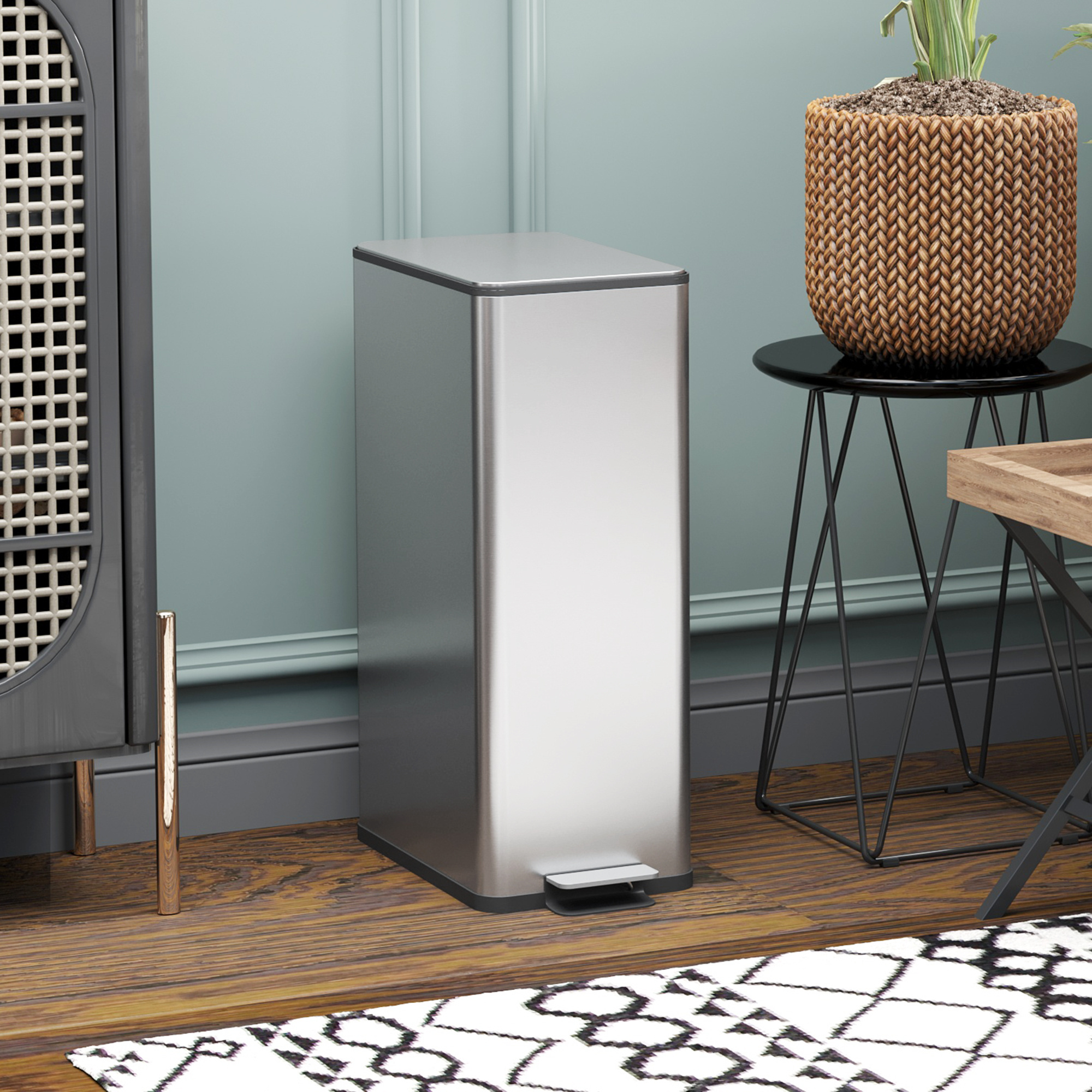 TEMU Bin à Déchets 5,3 gal, Poubelle en Acier Inoxydable avec Couvercle à Fermeture Douce