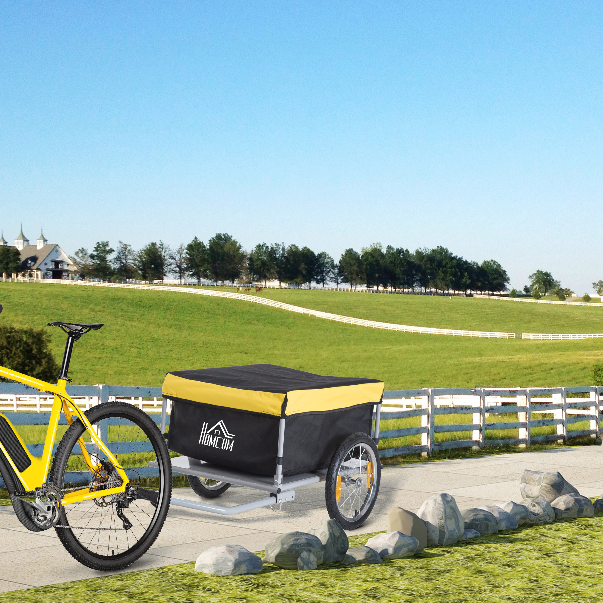 bicycle trailer bike cargo   utility cart tool carrier with removable cover yellow