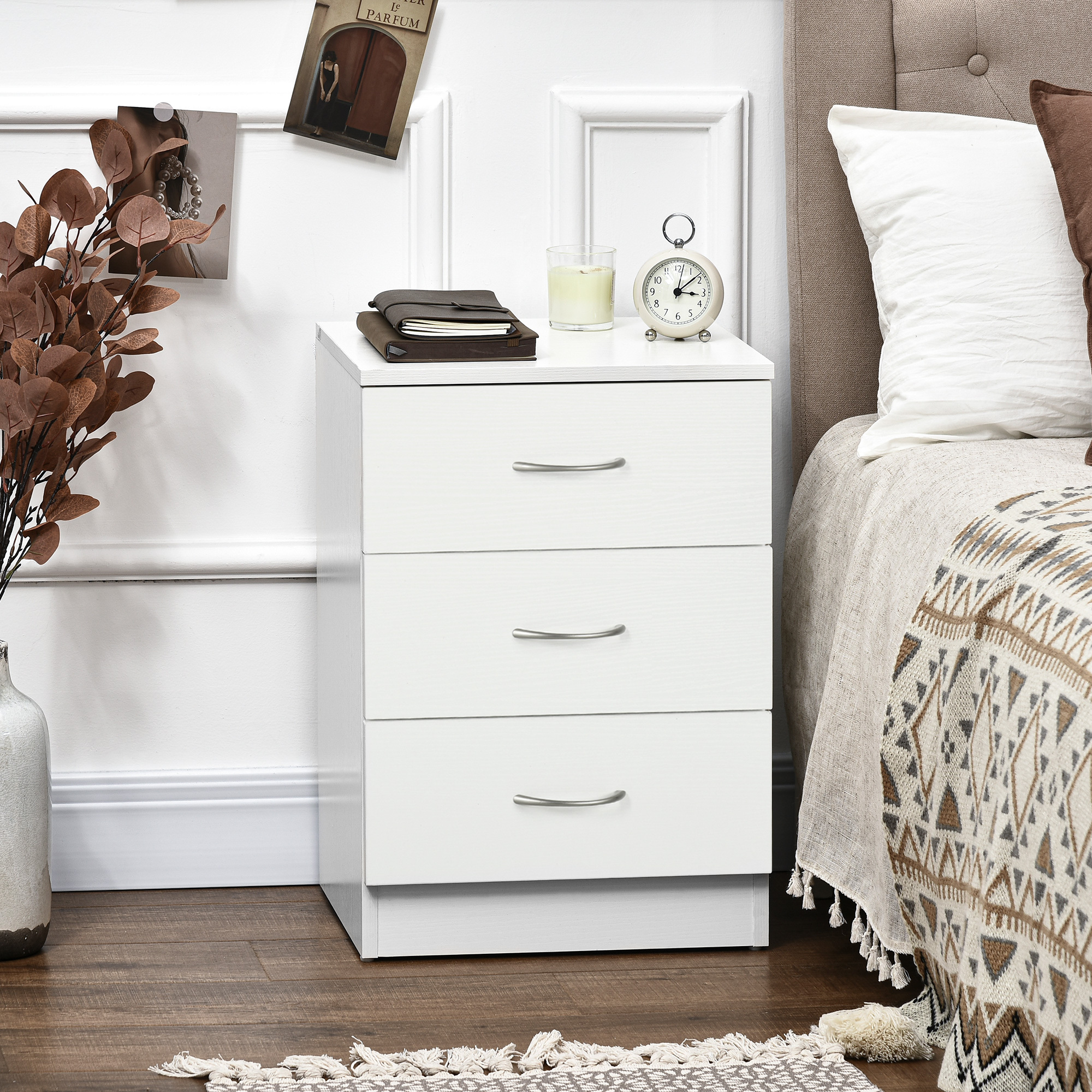 TEMU Table de chevet, table de chevet avec 3 tiroirs pour chambre à coucher