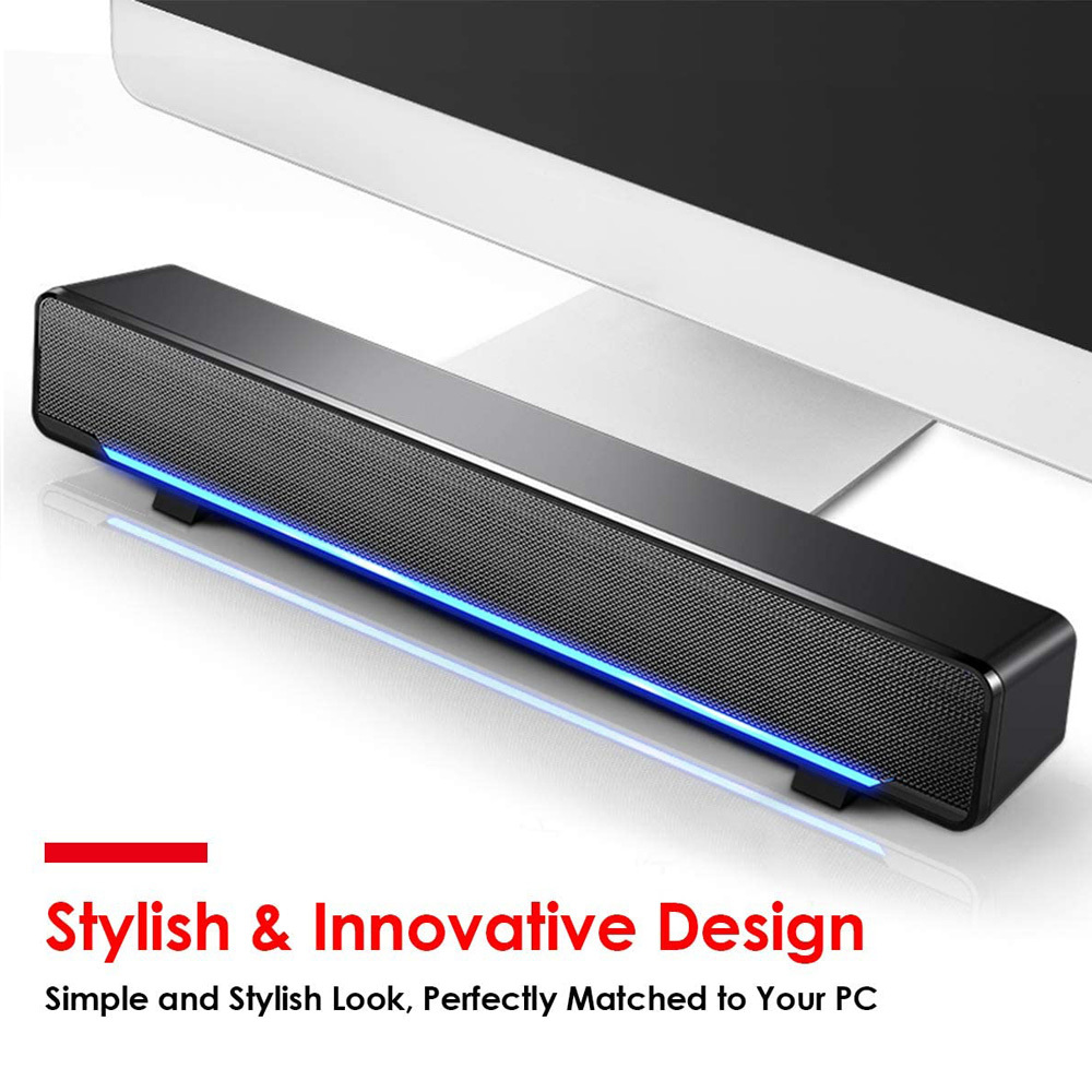 TEMU Soundbar Usb Powered Sound Bar Speakers For Computer Desktop Laptop Pc Black