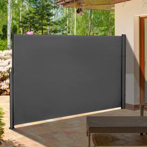 118 x 71 retractable side awning patio outdoor folding privacy screen with to wind grey