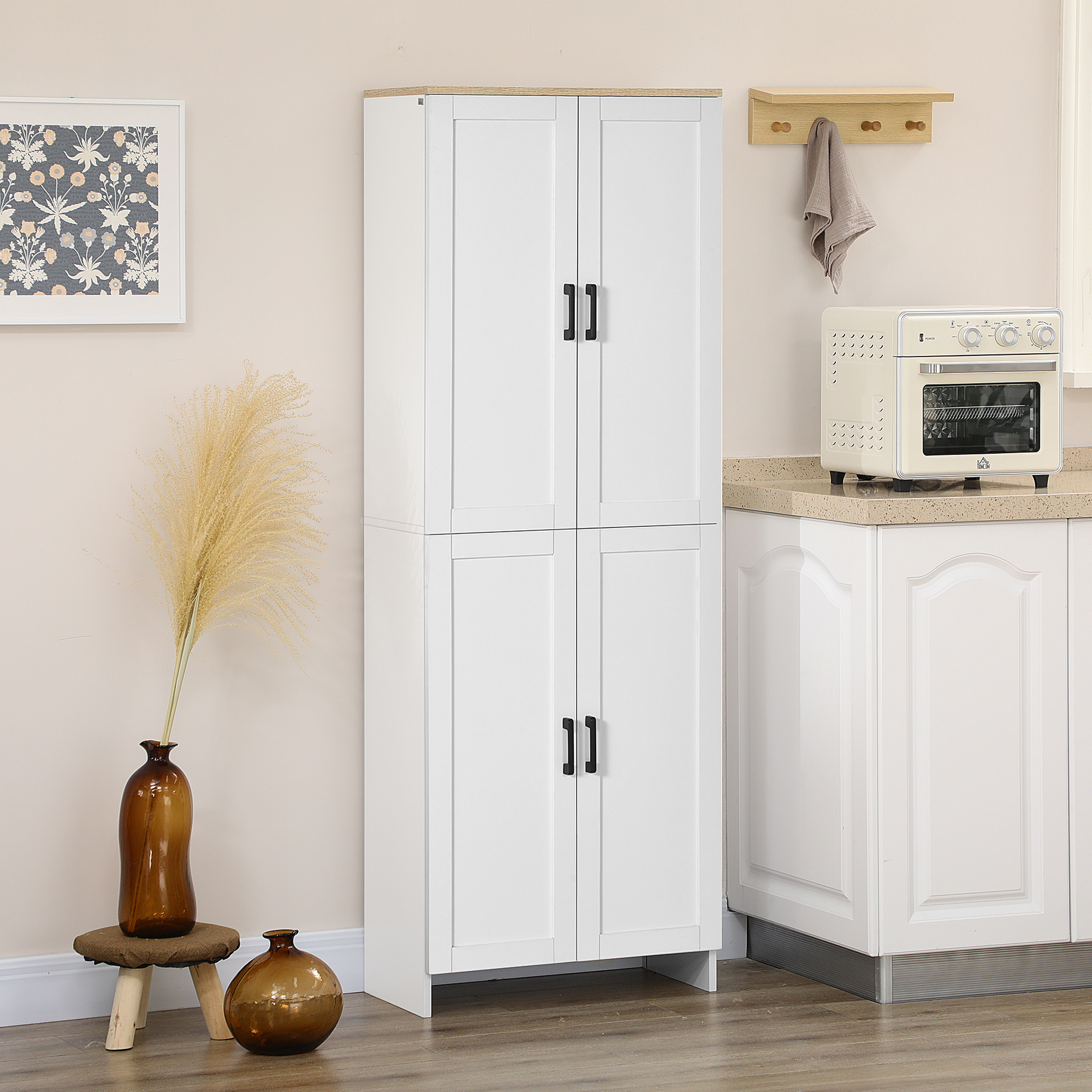 TEMU 67" de rangement à 4 portes pour garde-manger avec étagères réglables