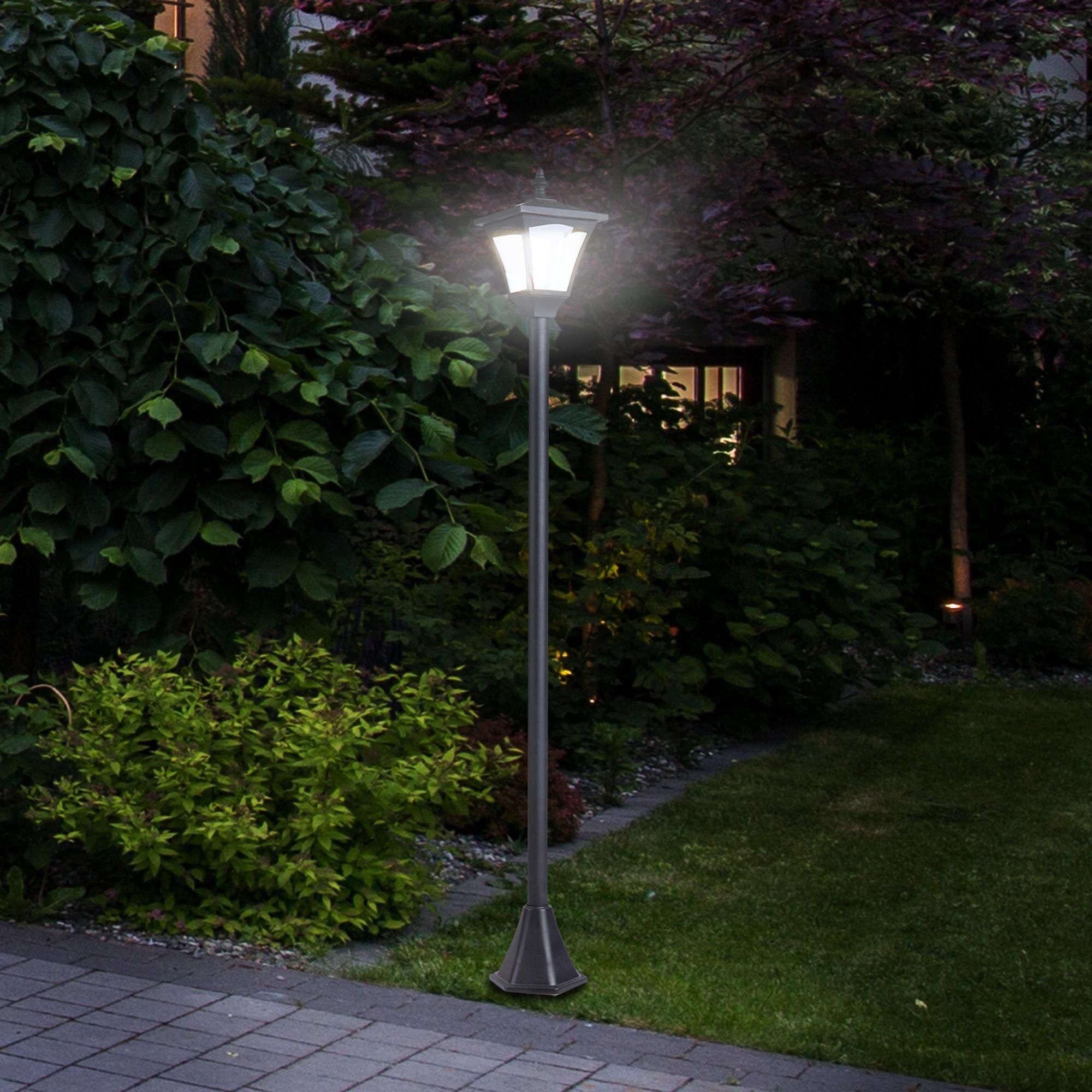 TEMU Lampe solaire individuelle, style lampe de rue à LED, alimentée par solaire, 5-6 heures d'autonomie, étanche, 47"H, base pour pelouse, , , noir