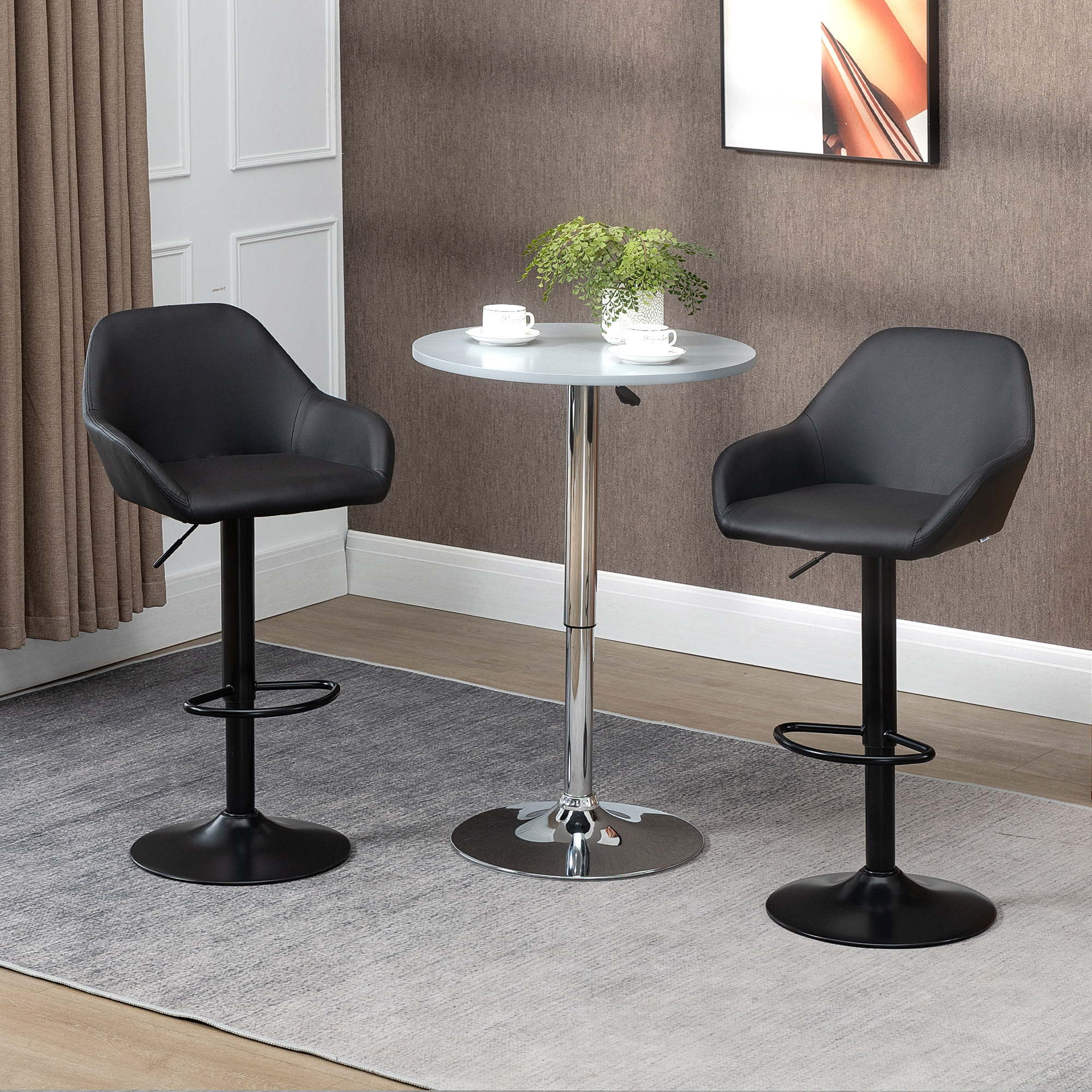 TEMU Ensemble de 2 Tabourets de Bar Réglables en Cuir PU, Chaises de Bar, Tabourets de Comptoir Rétro avec et Design Pivotant à 360°