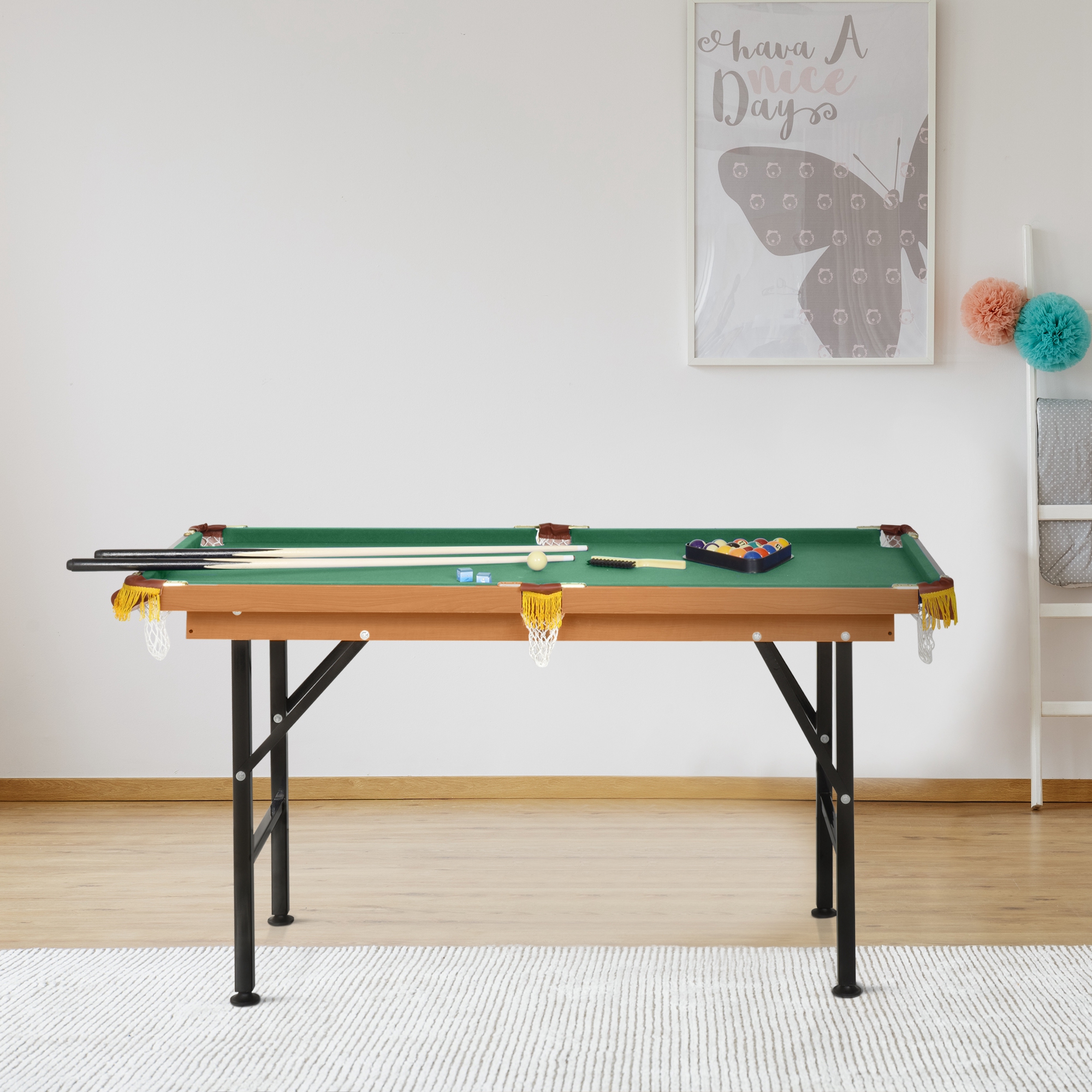 TEMU Folding Miniature Billiards Pool Table W/cues And Balls