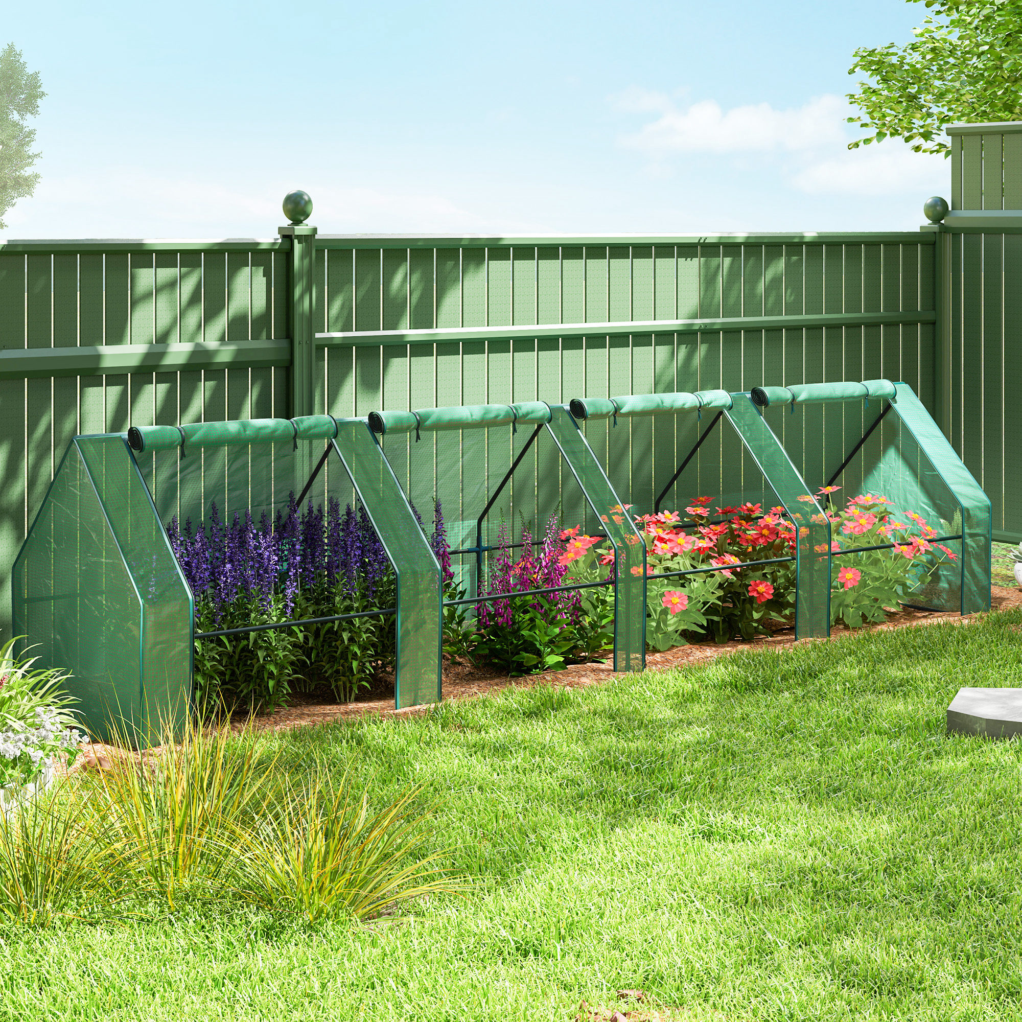 TEMU Mini Serre Portable 12' x 3' x 3', Tente de Tunnel, Maison Chaude pour Plantes et Fleurs avec Portes Roulantes Zippées, Transparente