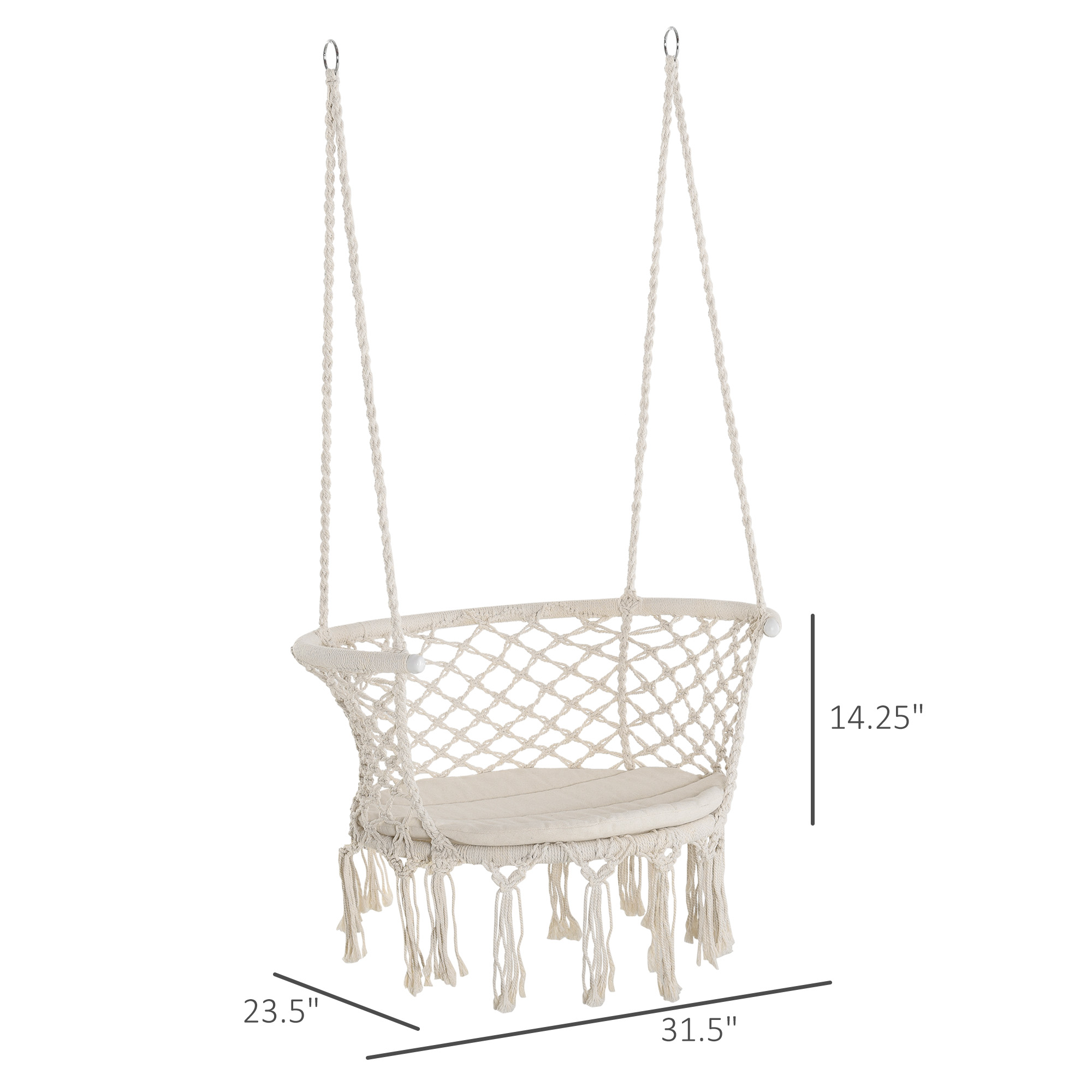 hanging hammock chair cotton rope porch hammock swing metal - Temu Canada