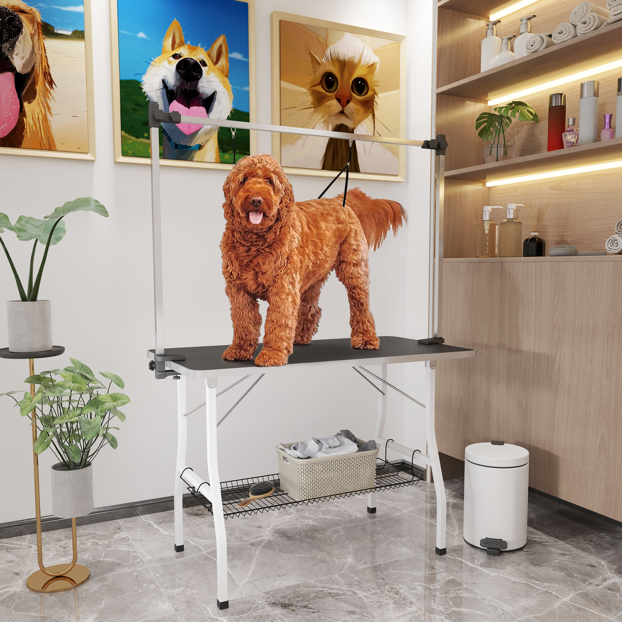 TEMU Table de Toilettage pour Chien de 42 Pouces, Table de Toilettage pour Animaux avec Bras Réglables, Noire