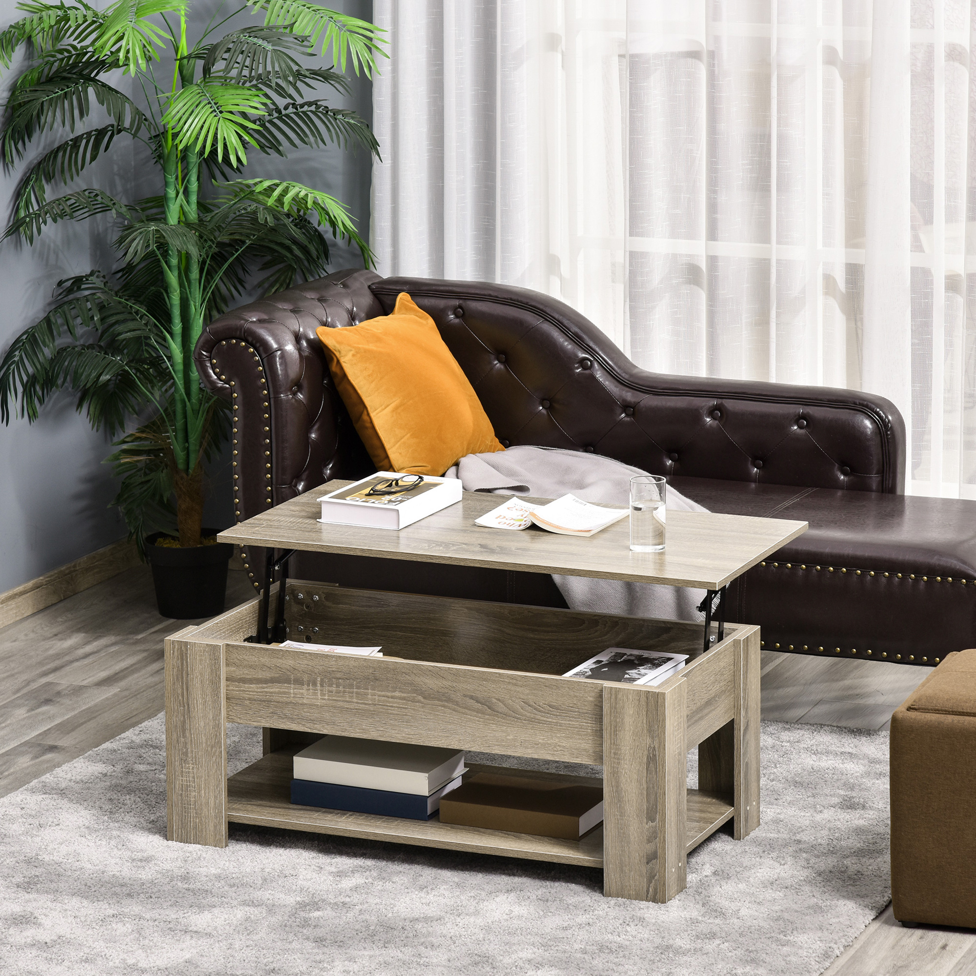 TEMU Table Basse à Café avec Compartiment de Rangement et Étagère