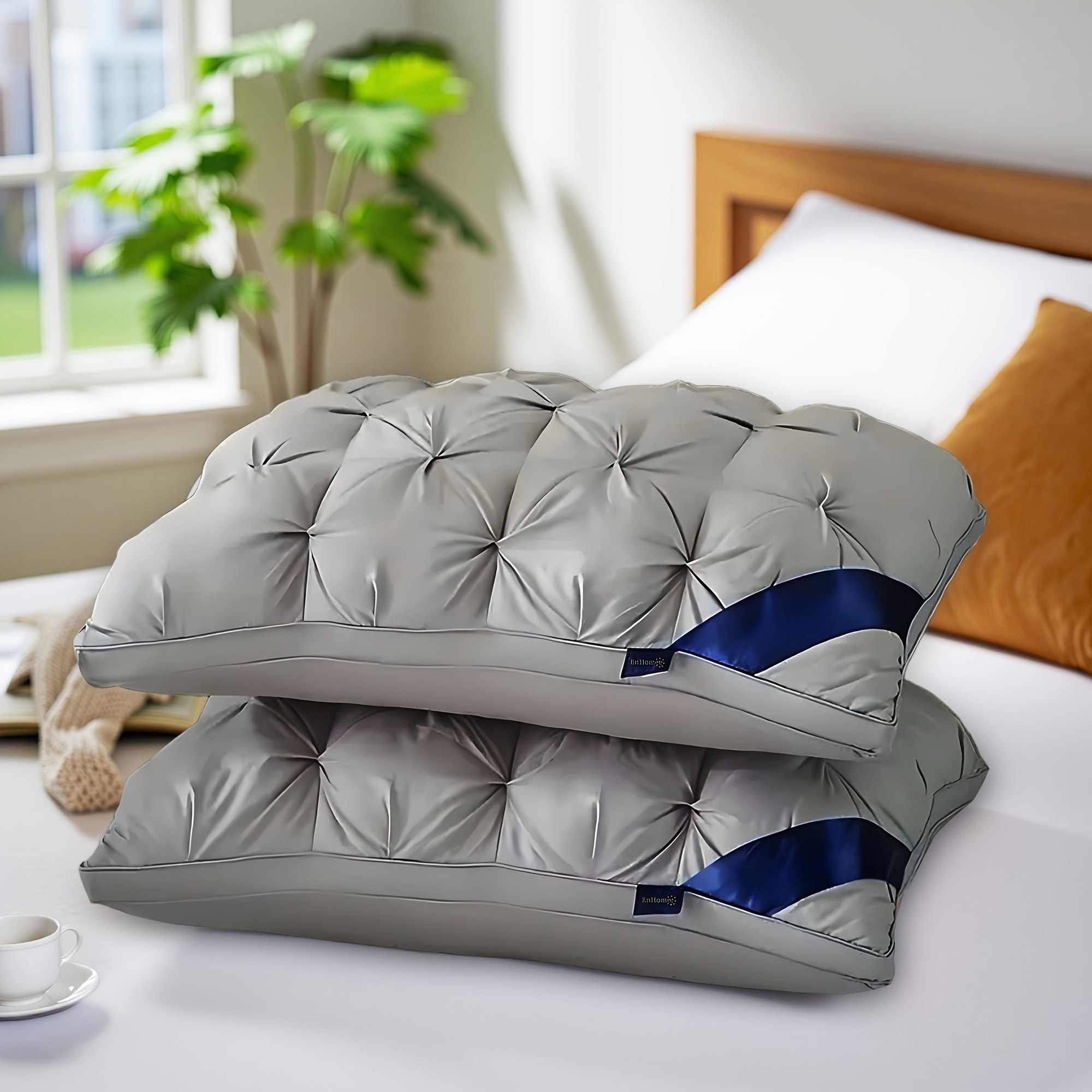 2pcs   pillows   heavyweight bed pillows with slow rebound neck support   cooling pillows for side back and stomach sleepers non flattening plush  