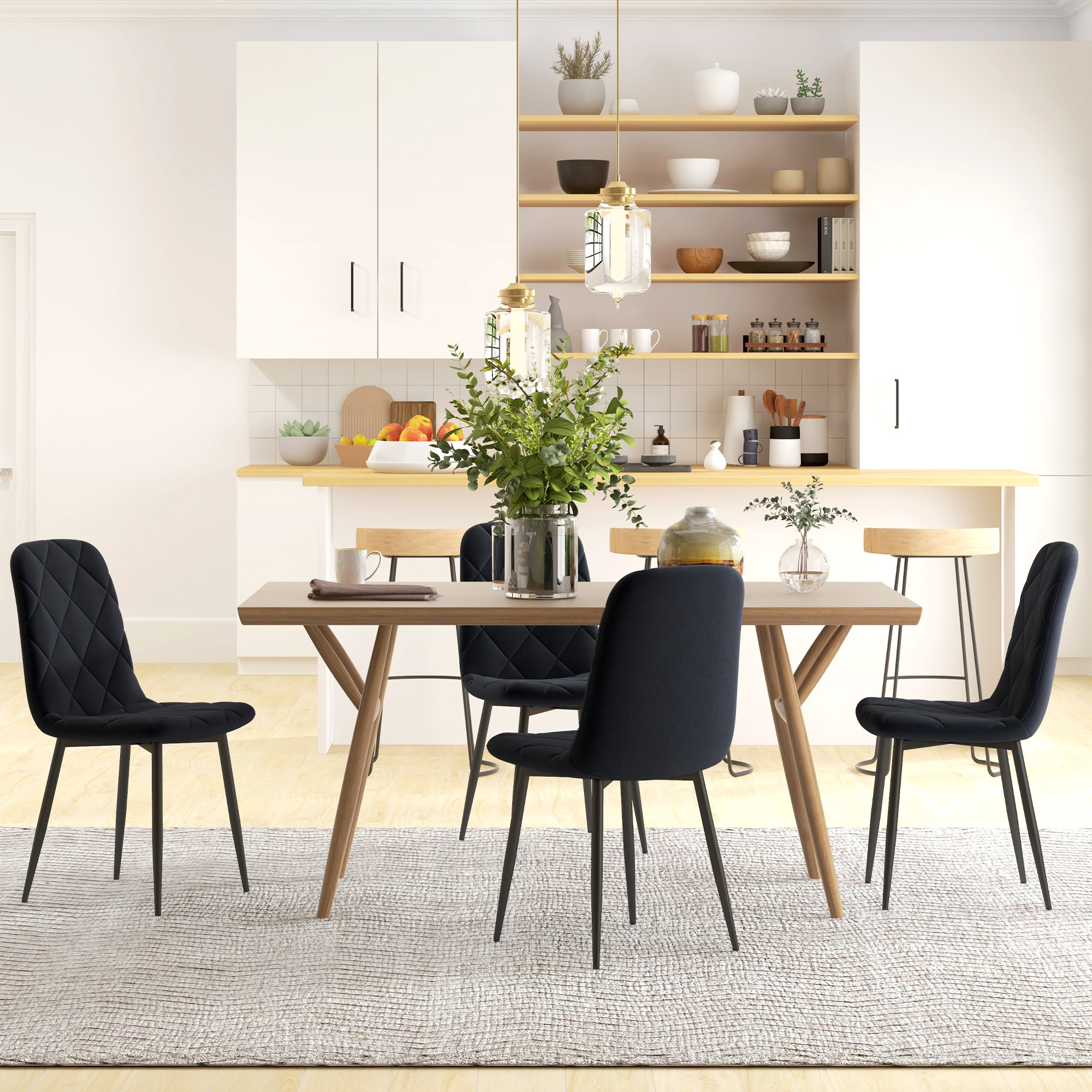 TEMU Ensemble de 4 chaises de salle à manger, chaise de cuisine à pieds en métal, noir
