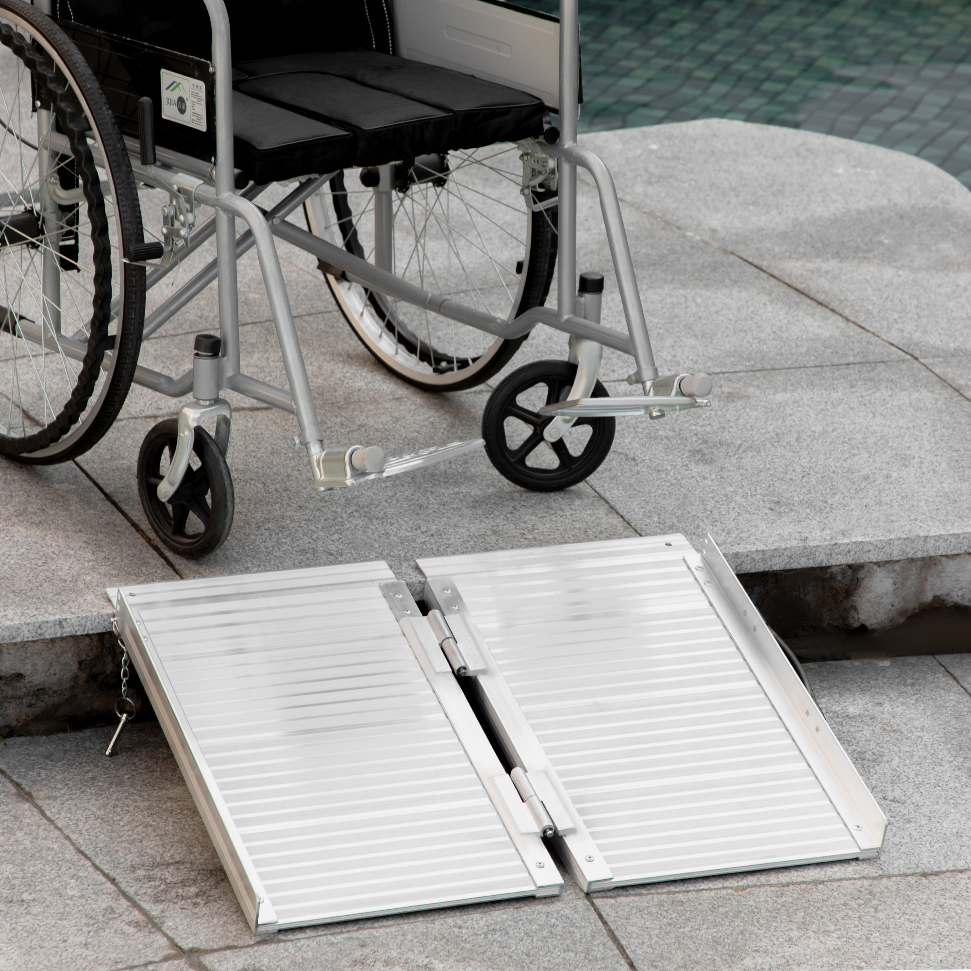 TEMU Rampes Pliantes en Aluminium Texturé pour Fauteuil Roulant, Étapes de Scooter, Portable, Antirouille, Résistant à la Corrosion, Jusqu'à 600 Lbs,