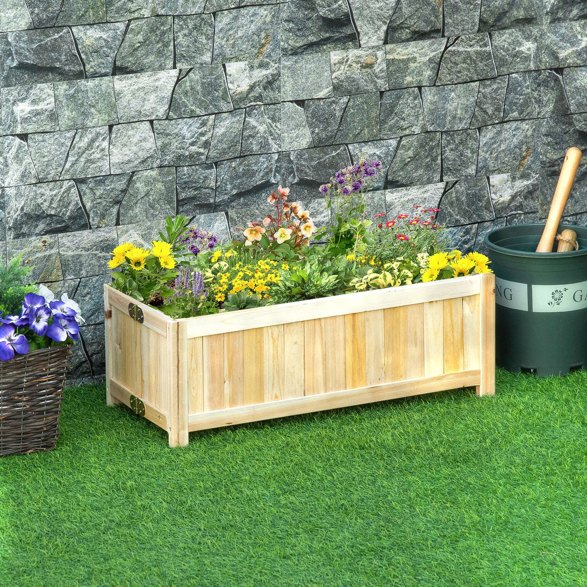 TEMU Lit de Jardin Surélevé Pliable de 28" x 12", Boîte de Plantation Élevée, Lit de Plantation en Bois pour Arrière-Cour, Patio pour des Légumes,