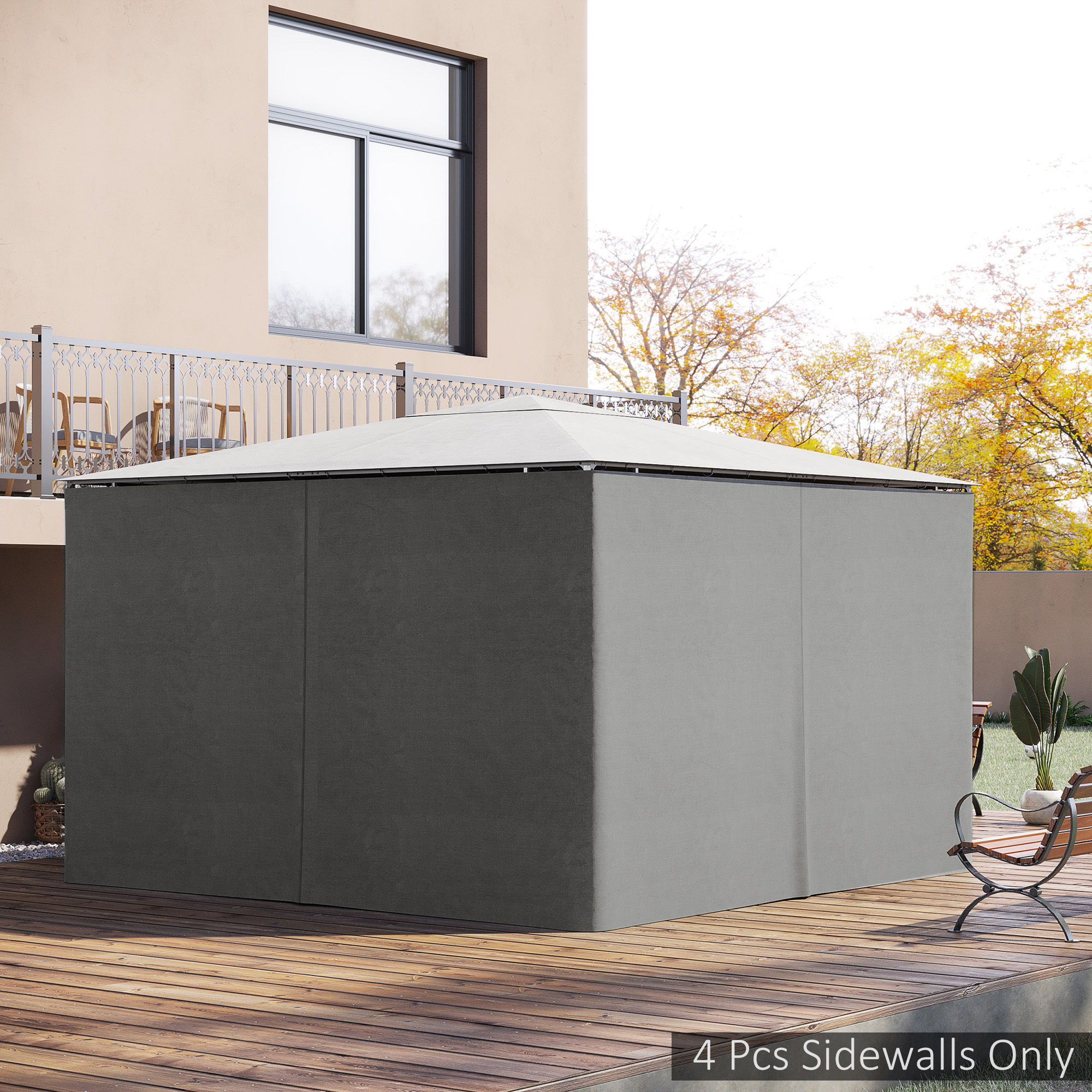 TEMU Rideaux de Remplacement pour Pavillon avec Fermeture Éclair, Paroi de Confidentialité Universelle à 4 Panneaux pour la Plupart des Pavillons de