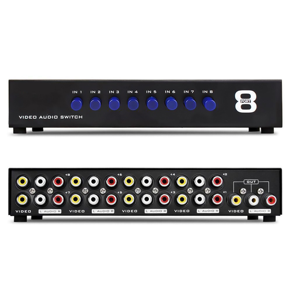 TEMU Boîtier de Commutation AV Sélecteur Composite 8 Ports RCA Audio Vidéo 8 Entrées 1 Sortie pour TV