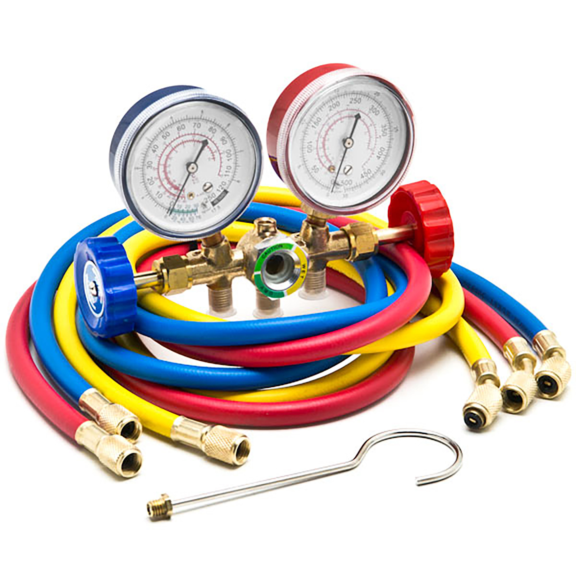 TEMU Kit de manomètre à dérivation pour diagnostic CVC A/C R12 R22 R502 avec tuyau de charge de 60" à 3 couleurs